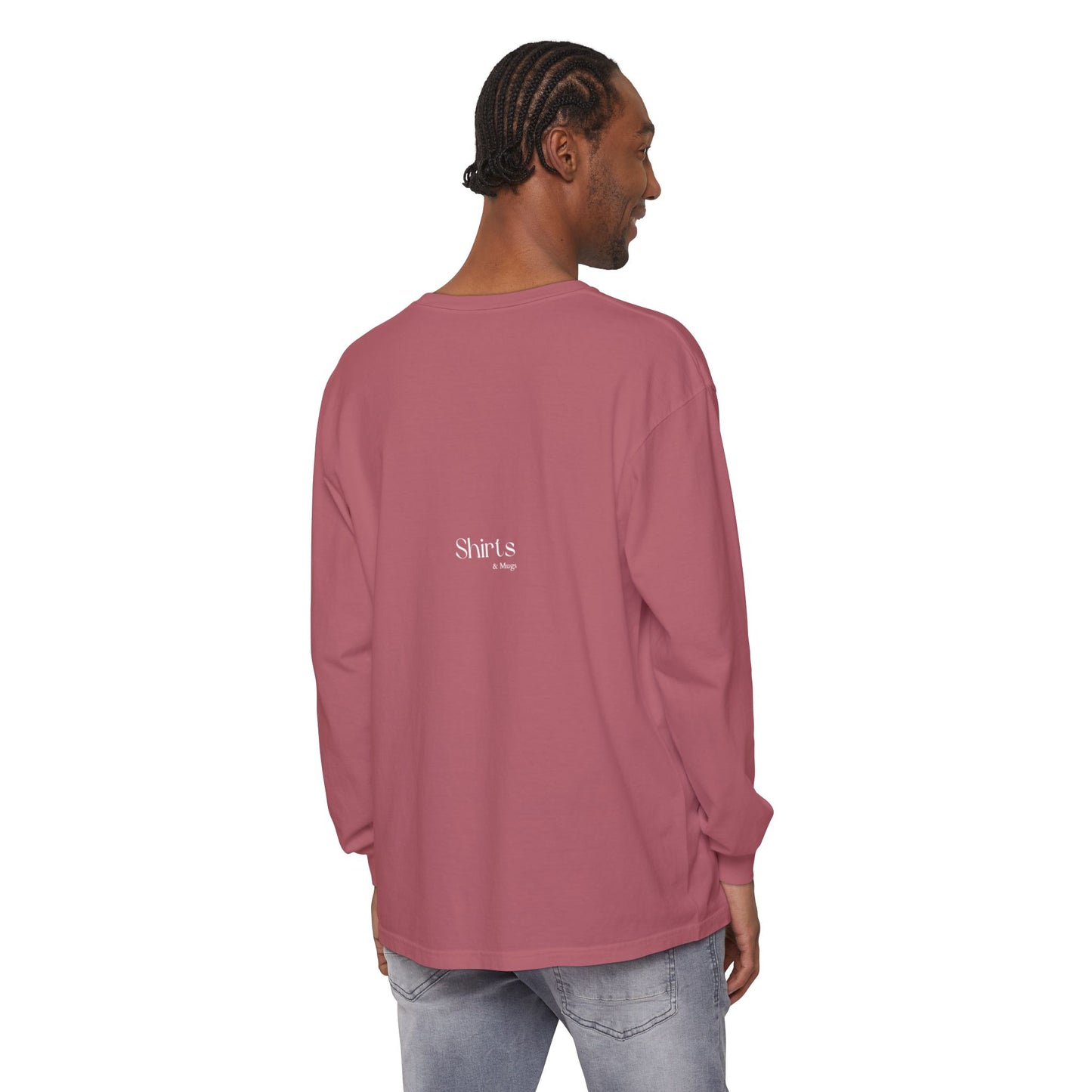 Peaceful Power Long Sleeve Tee, Men's Comfort Casual Wear, Mindfulness Gift, Positive Message Shirt, Everyday Wear