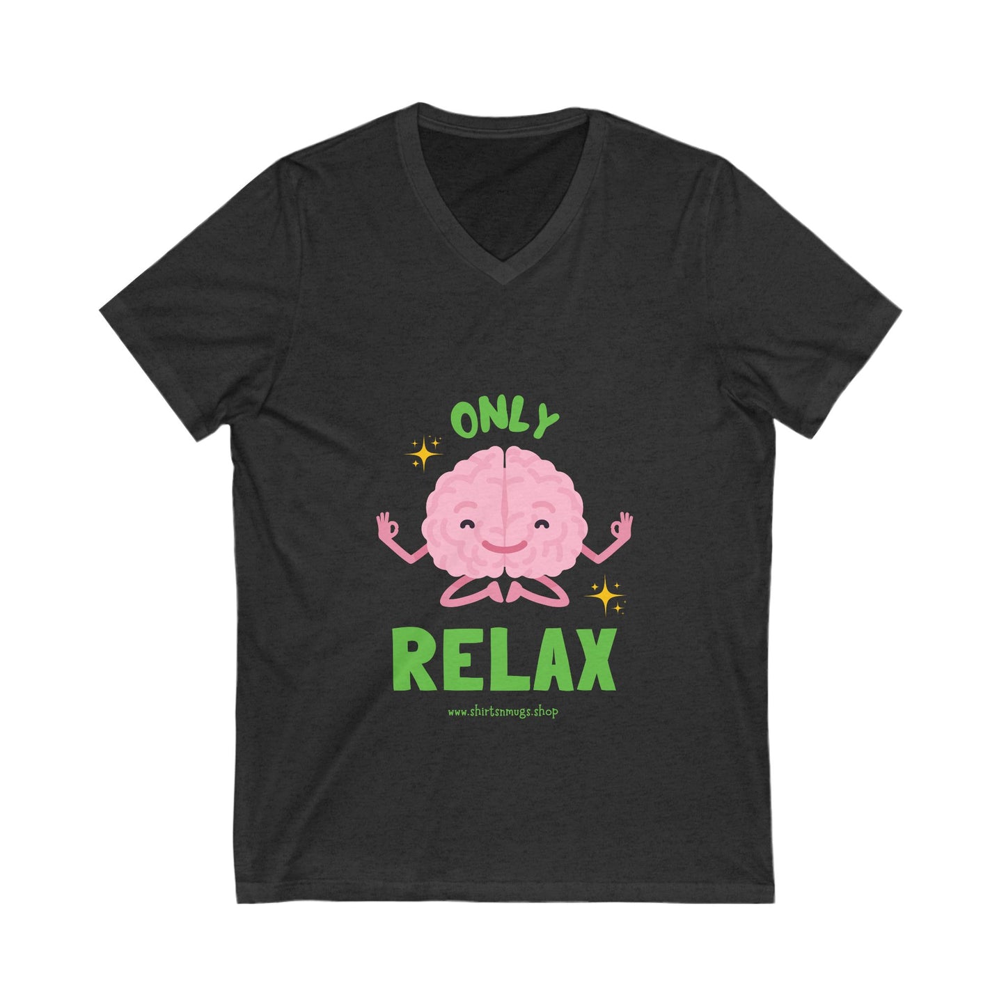 Women's Relaxing Brain V-Neck Tee, Cute Graphic Tee, Stress Relief Shirt, Gifts for Mental Wellness, Fun Casual Wear
