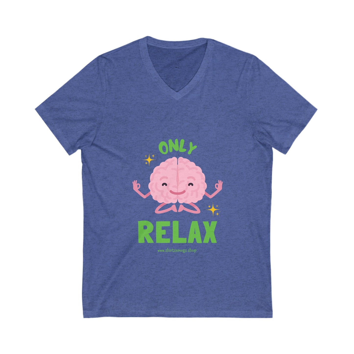 Women's Relaxing Brain V-Neck Tee, Cute Graphic Tee, Stress Relief Shirt, Gifts for Mental Wellness, Fun Casual Wear