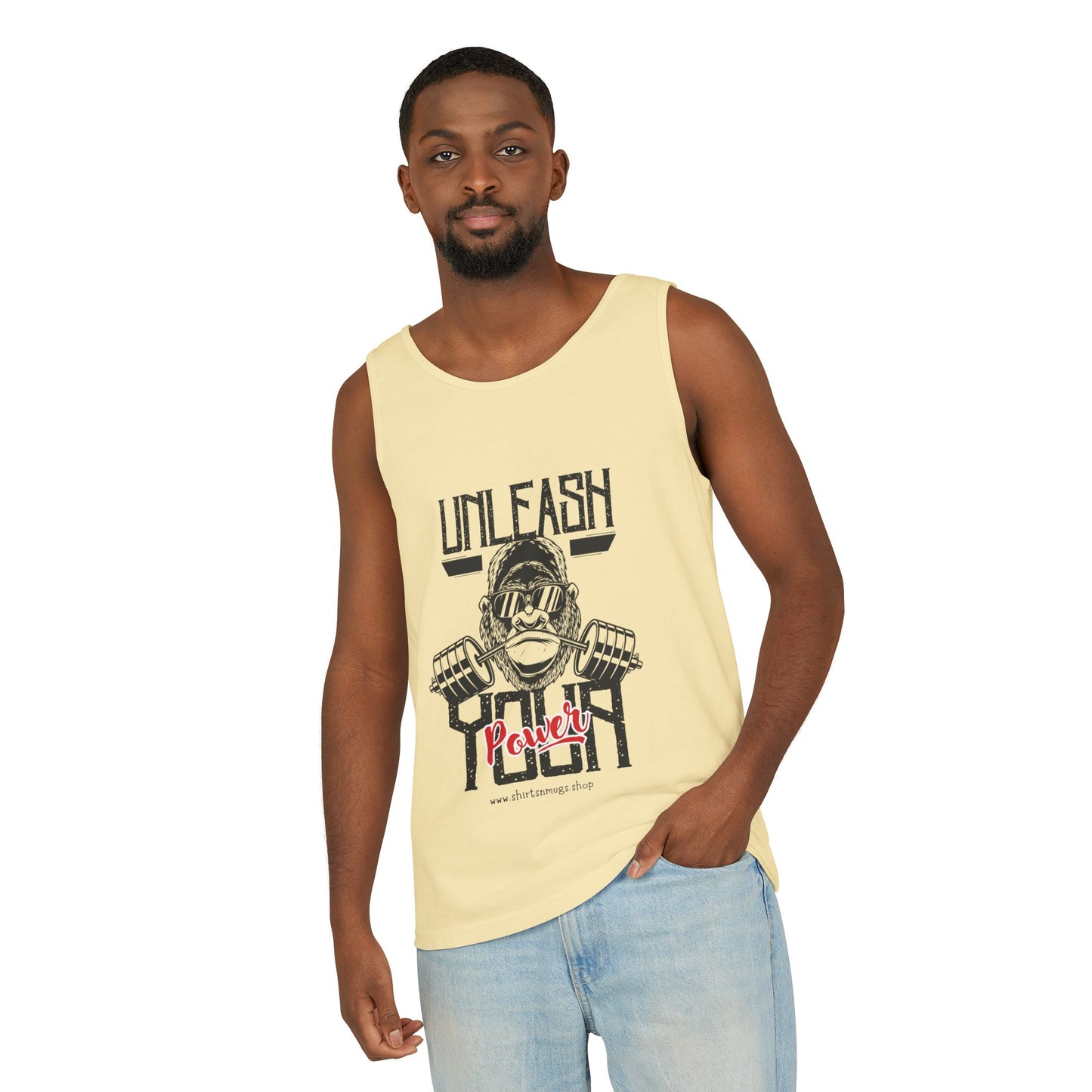 Unisex Garment-Dyed Tank Top - Unleash Your Power Fitness Wear, Workout Tank, Gym Apparel, Casual Summer Top, Motivational Shirt