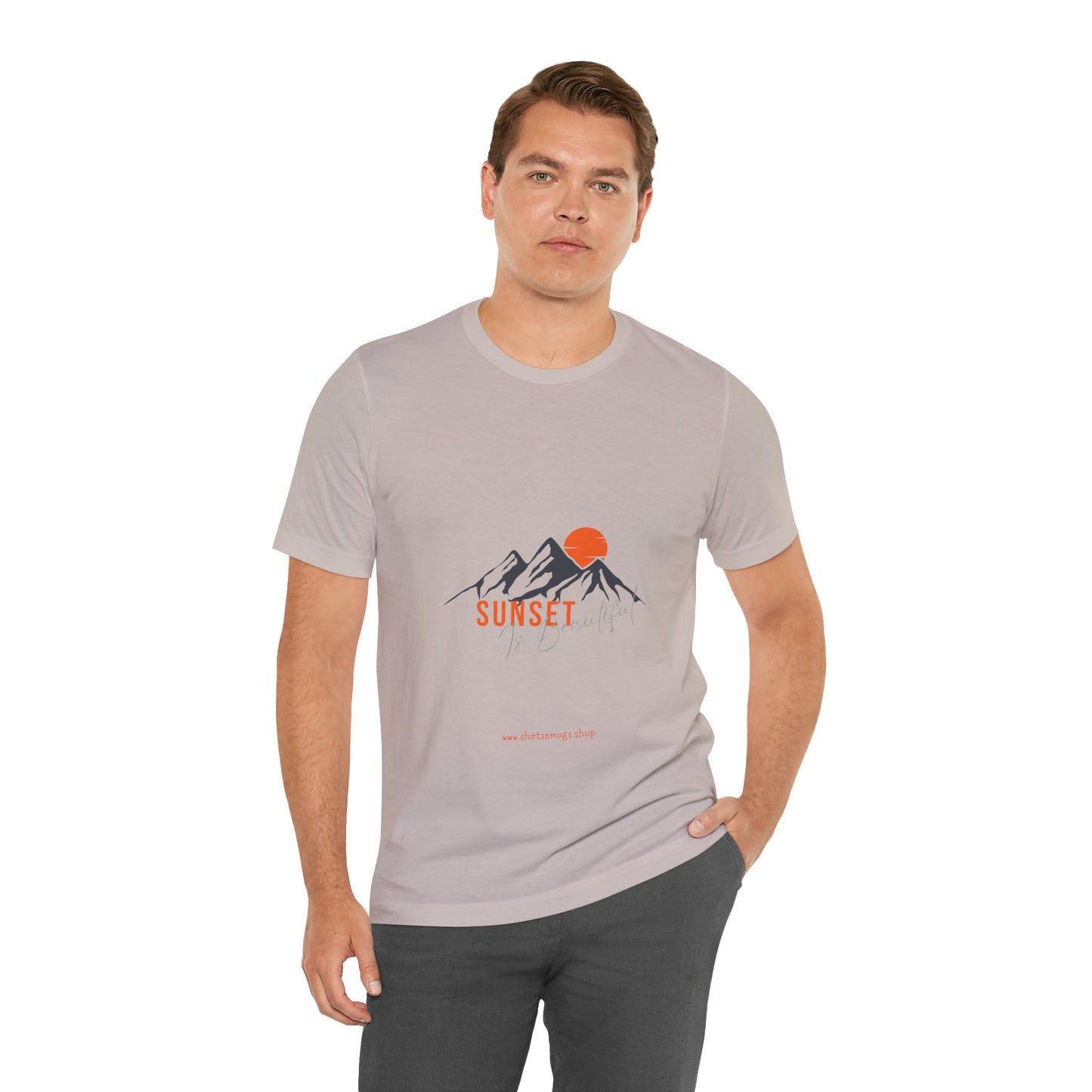 Sunset Mountain Tee, Unisex Casual Shirt, Nature Lover Gift, Adventure T-Shirt, Summer Outfit, Outdoor Apparel