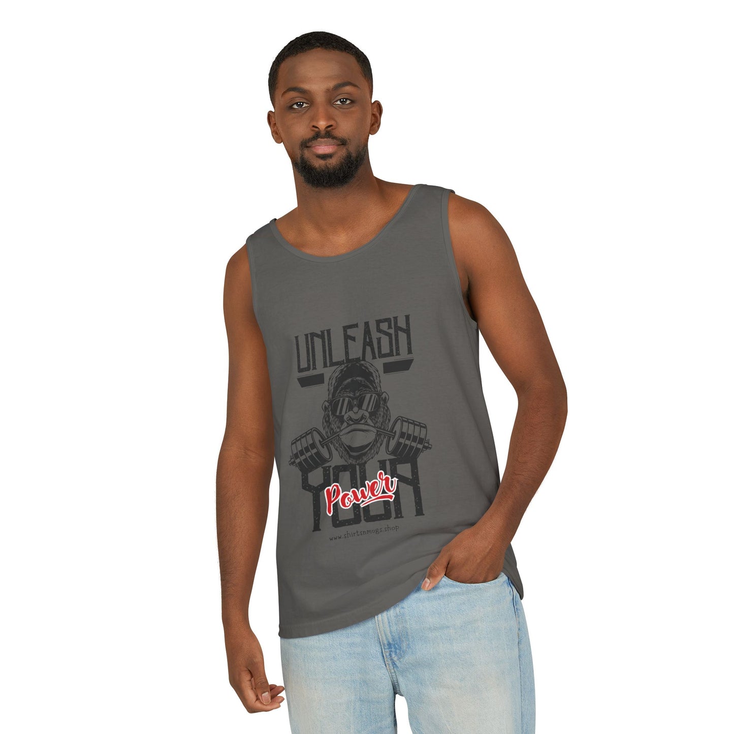 Unisex Garment-Dyed Tank Top - Unleash Your Power Fitness Wear, Workout Tank, Gym Apparel, Casual Summer Top, Motivational Shirt