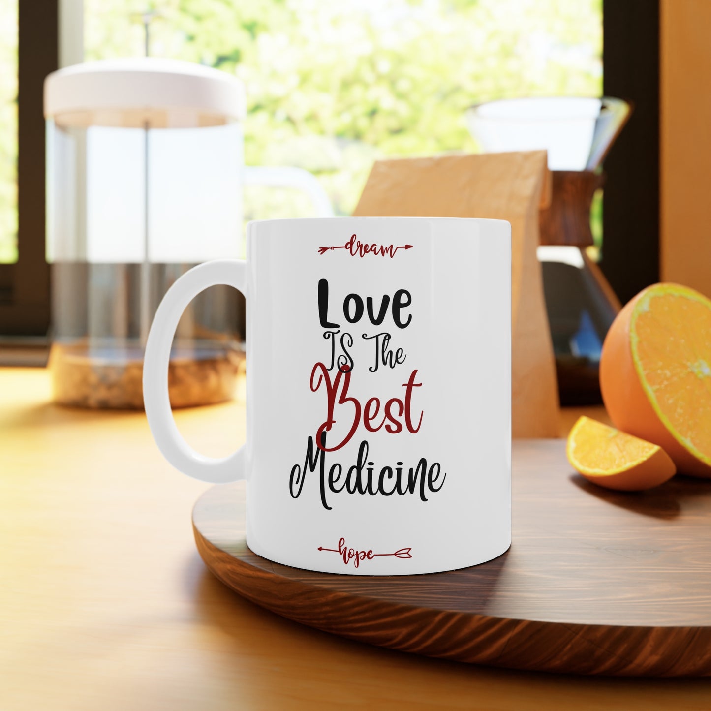 White Ceramic Mug | Love is the Best Medicine (11oz)