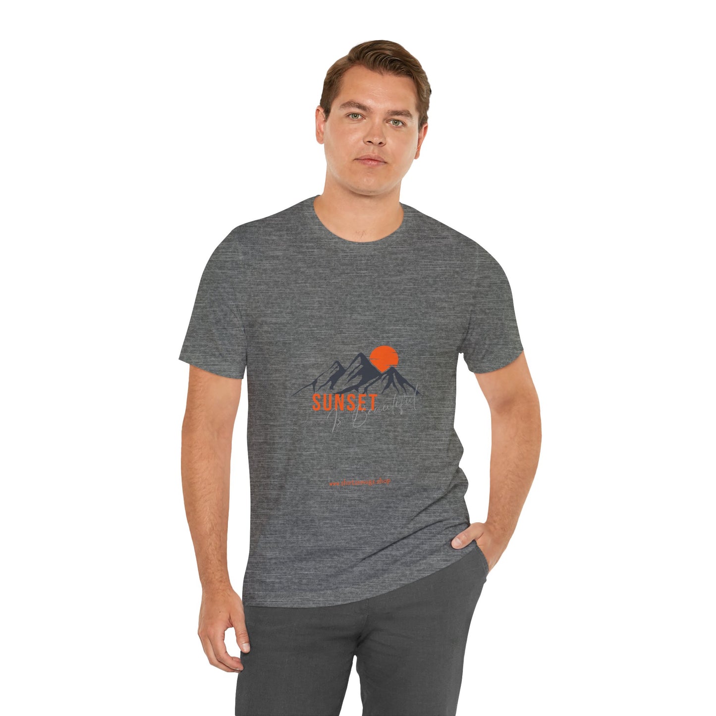 Sunset Mountain Tee, Unisex Casual Shirt, Nature Lover Gift, Adventure T-Shirt, Summer Outfit, Outdoor Apparel