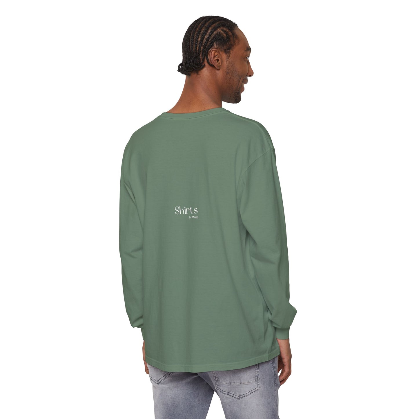 Peaceful Power Long Sleeve Tee, Men's Comfort Casual Wear, Mindfulness Gift, Positive Message Shirt, Everyday Wear