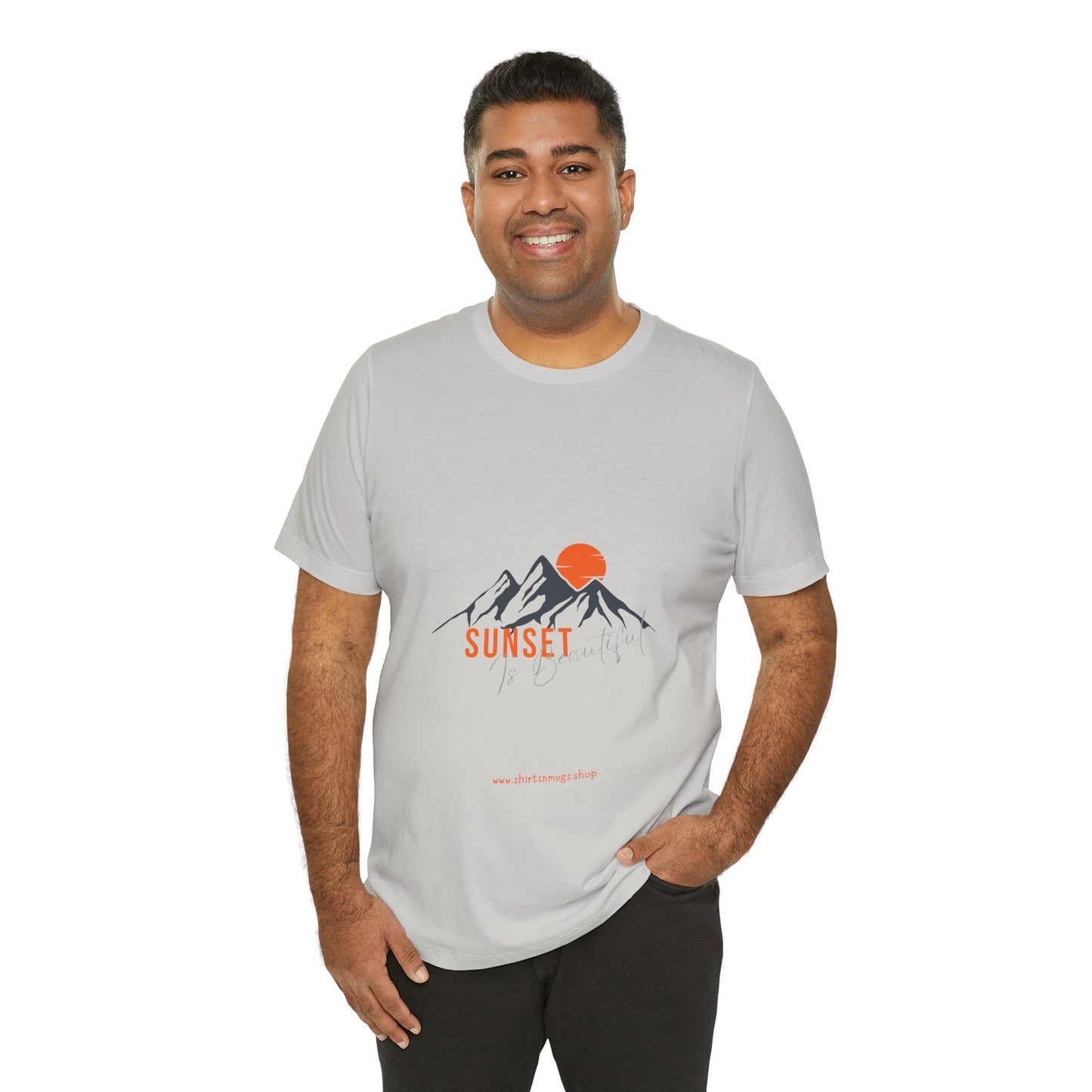 Sunset Mountain Tee, Unisex Casual Shirt, Nature Lover Gift, Adventure T-Shirt, Summer Outfit, Outdoor Apparel