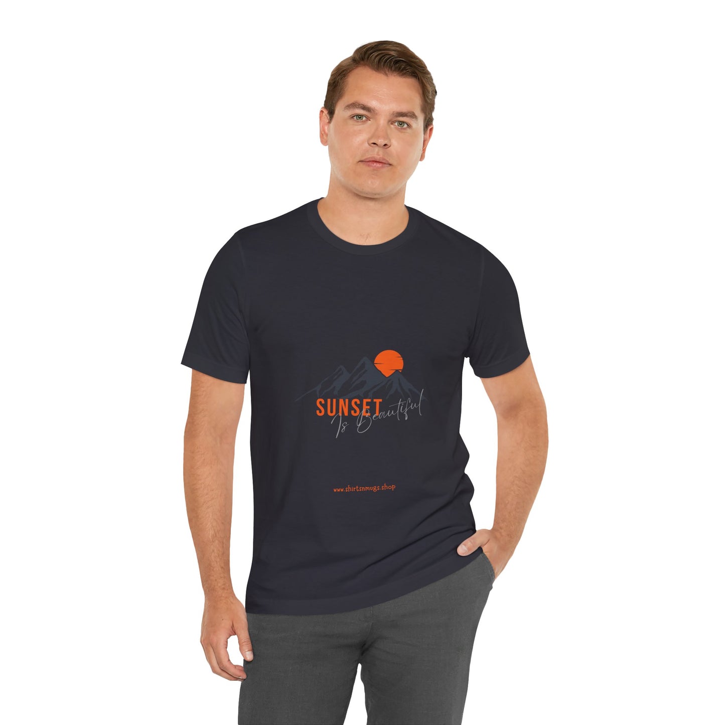 Sunset Mountain Tee, Unisex Casual Shirt, Nature Lover Gift, Adventure T-Shirt, Summer Outfit, Outdoor Apparel