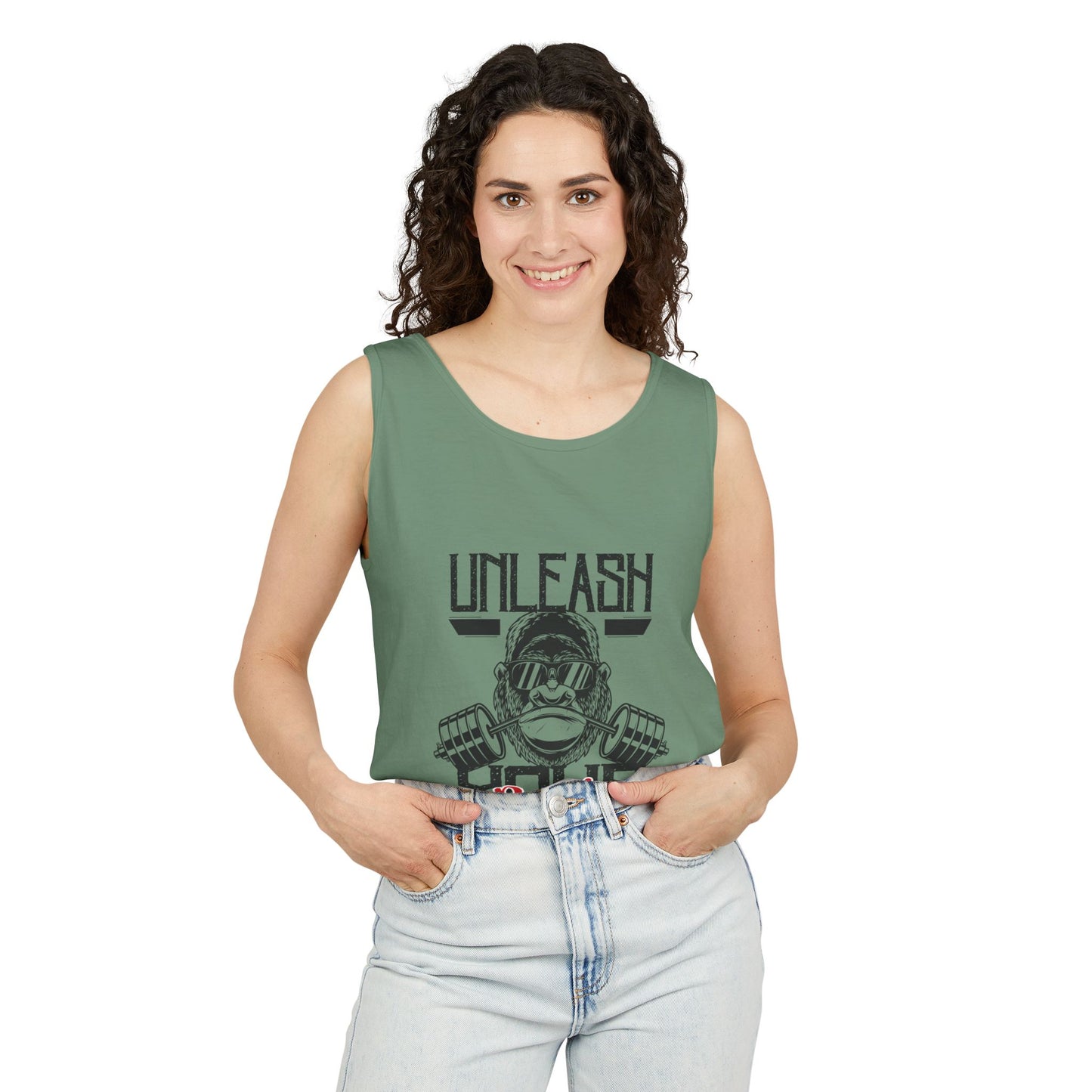 Unisex Garment-Dyed Tank Top - Unleash Your Power Fitness Wear, Workout Tank, Gym Apparel, Casual Summer Top, Motivational Shirt