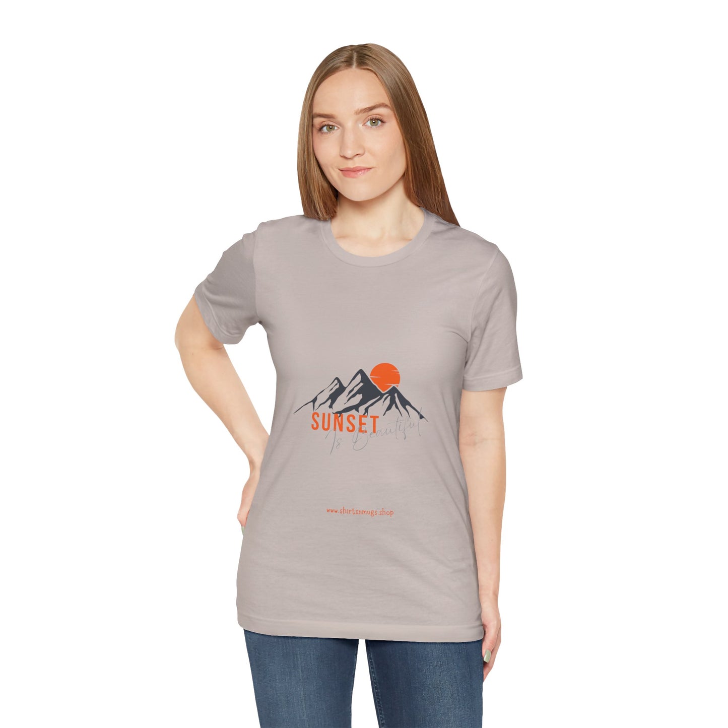 Sunset Mountain Tee, Unisex Casual Shirt, Nature Lover Gift, Adventure T-Shirt, Summer Outfit, Outdoor Apparel