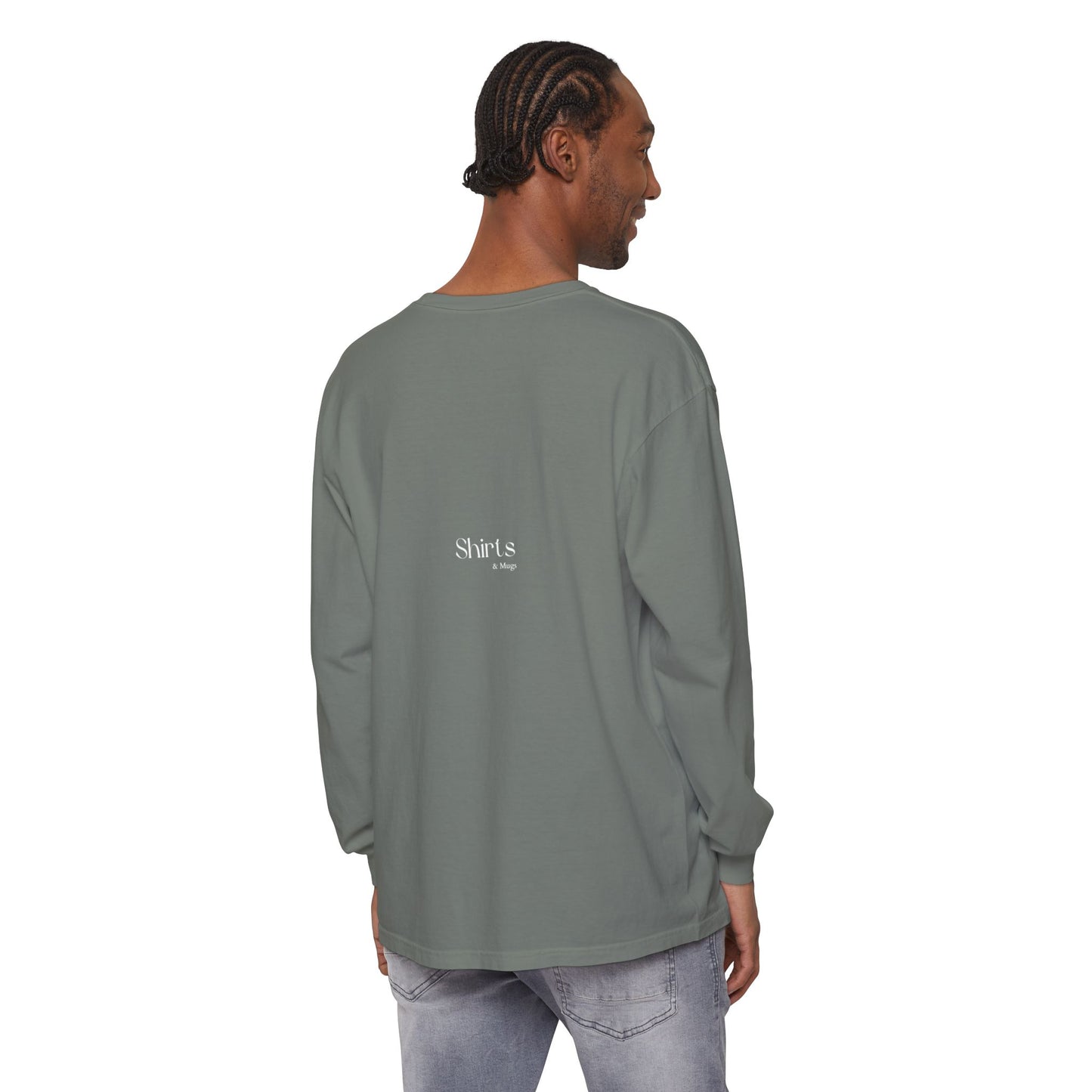 Peaceful Power Long Sleeve Tee, Men's Comfort Casual Wear, Mindfulness Gift, Positive Message Shirt, Everyday Wear