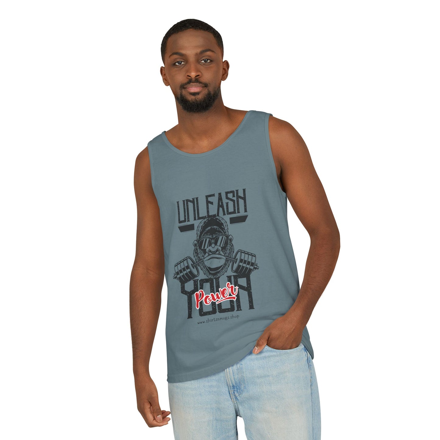 Unisex Garment-Dyed Tank Top - Unleash Your Power Fitness Wear, Workout Tank, Gym Apparel, Casual Summer Top, Motivational Shirt
