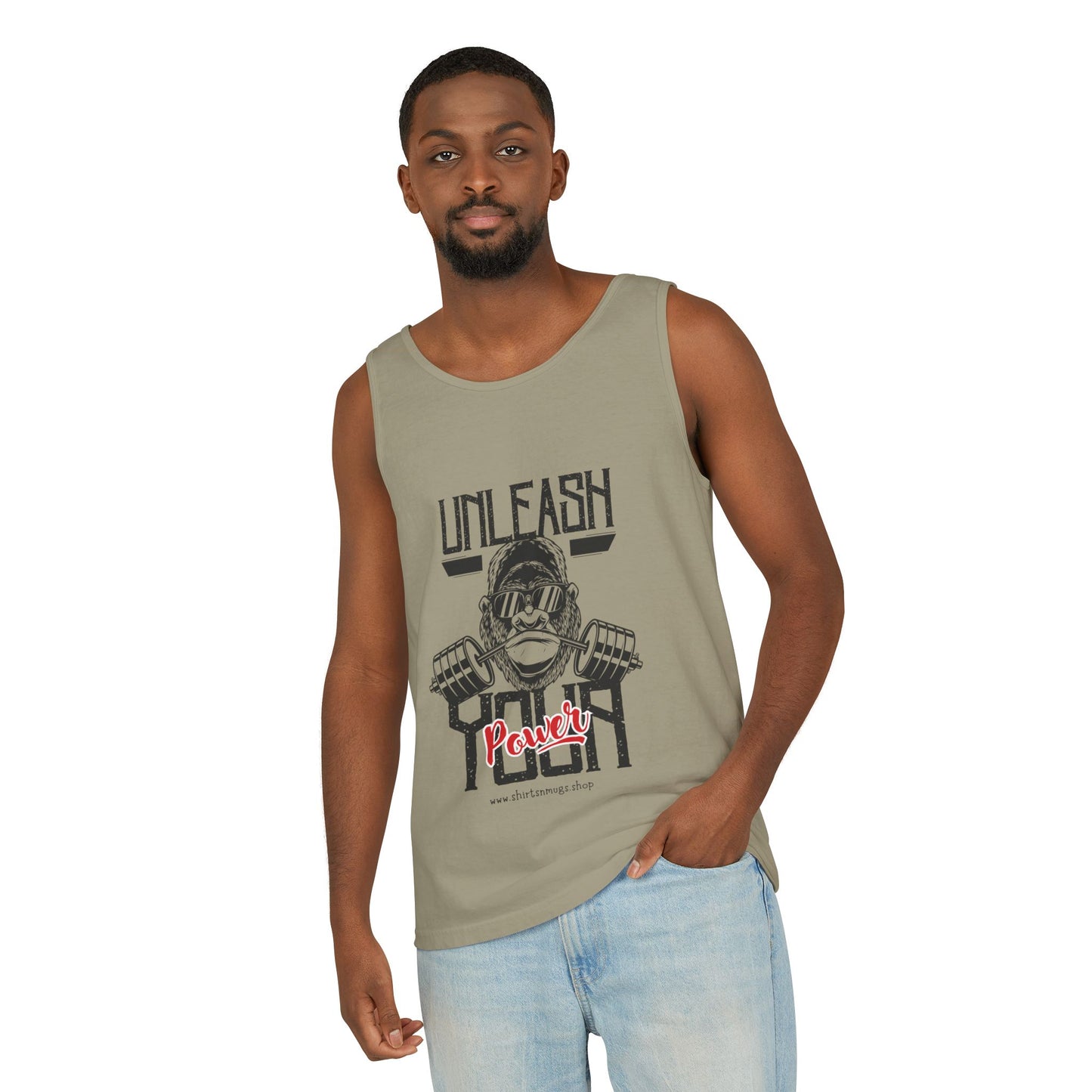 Unisex Garment-Dyed Tank Top - Unleash Your Power Fitness Wear, Workout Tank, Gym Apparel, Casual Summer Top, Motivational Shirt
