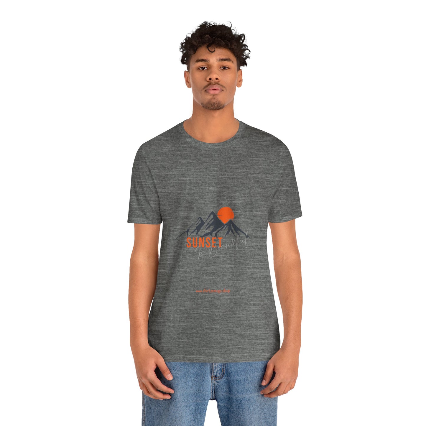 Sunset Mountain Tee, Unisex Casual Shirt, Nature Lover Gift, Adventure T-Shirt, Summer Outfit, Outdoor Apparel