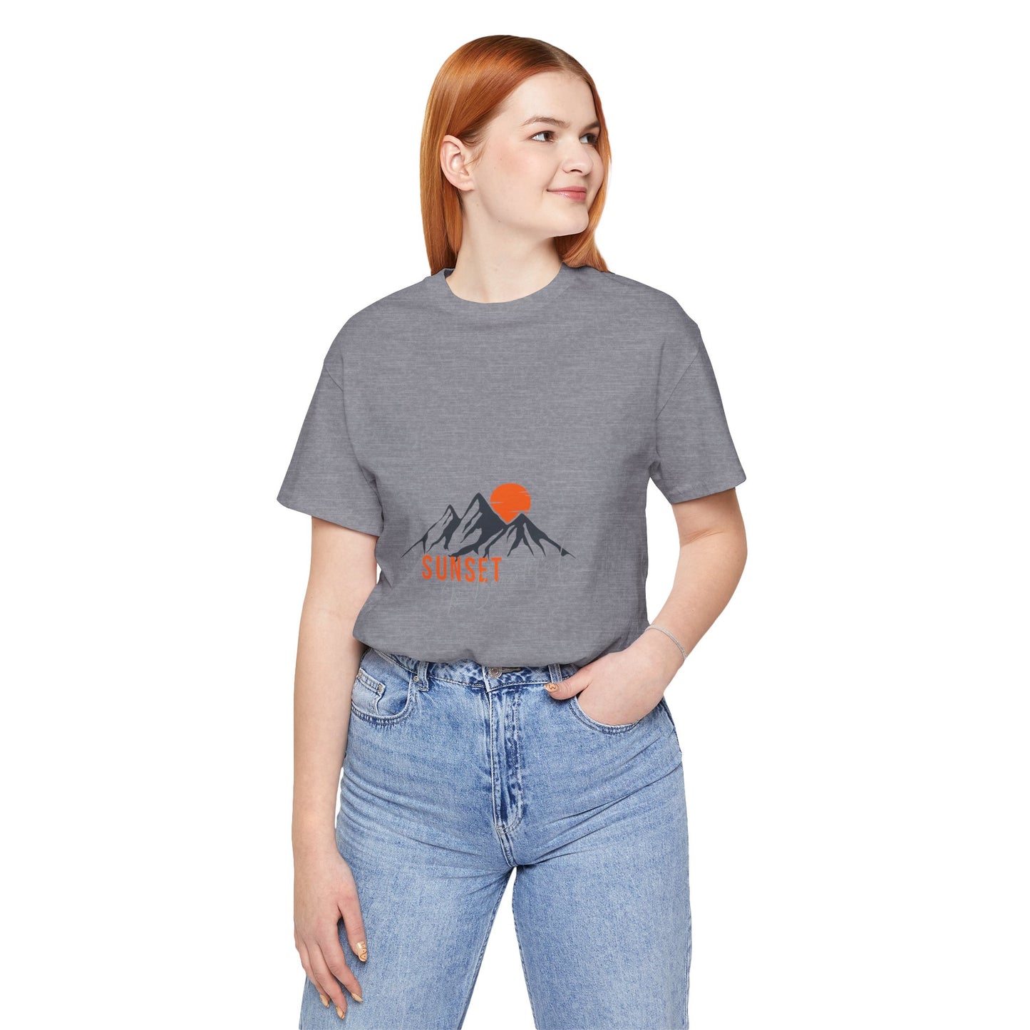 Sunset Mountain Tee, Unisex Casual Shirt, Nature Lover Gift, Adventure T-Shirt, Summer Outfit, Outdoor Apparel
