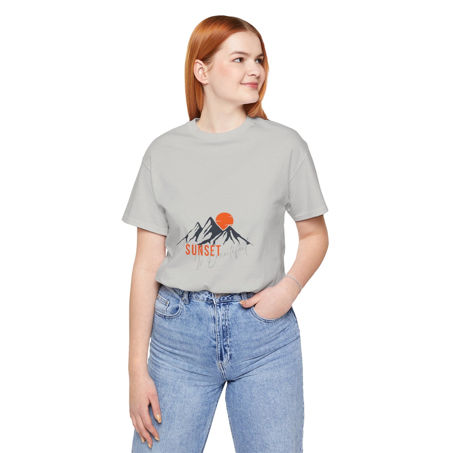 Sunset Mountain Tee, Unisex Casual Shirt, Nature Lover Gift, Adventure T-Shirt, Summer Outfit, Outdoor Apparel