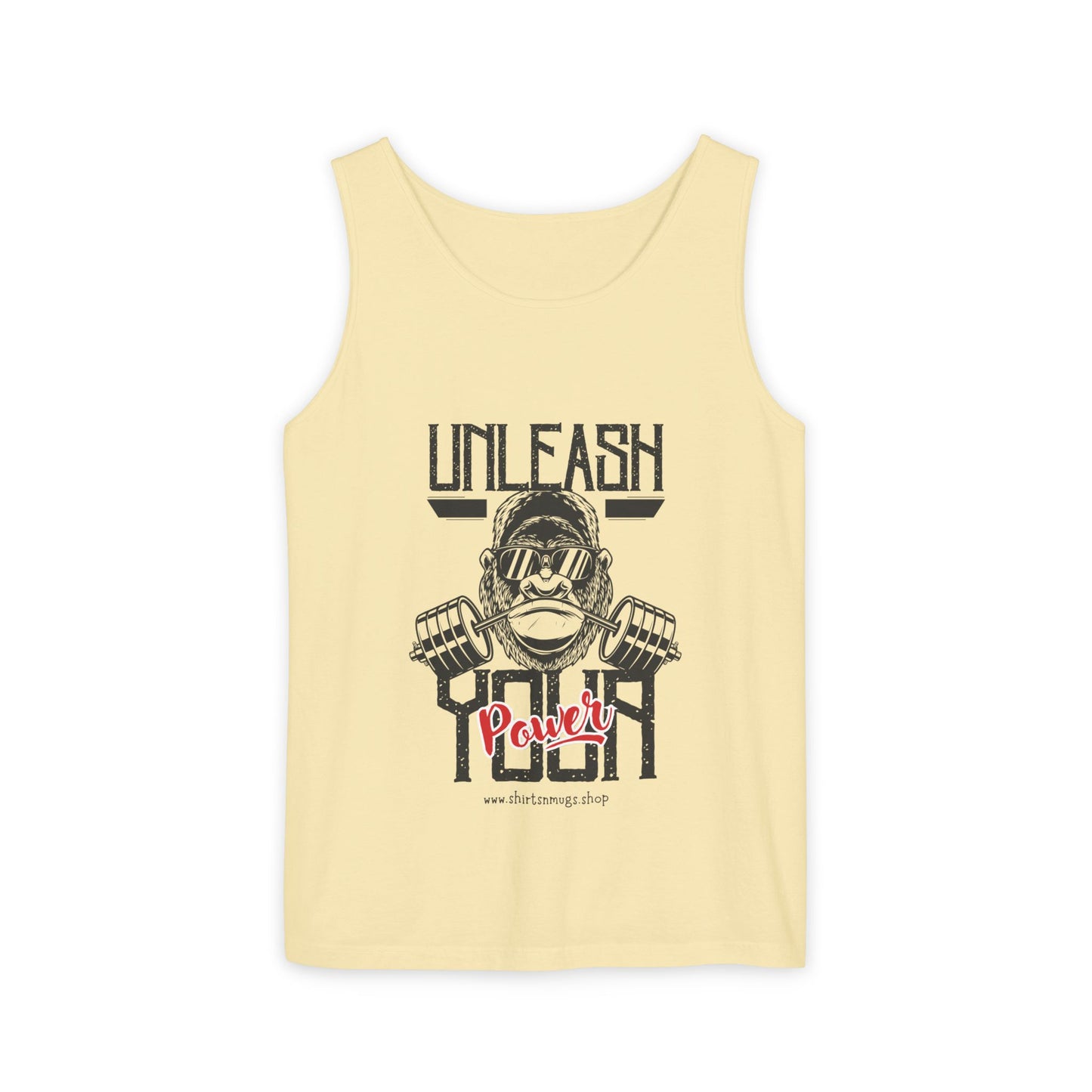 Unisex Garment-Dyed Tank Top - Unleash Your Power Fitness Wear, Workout Tank, Gym Apparel, Casual Summer Top, Motivational Shirt