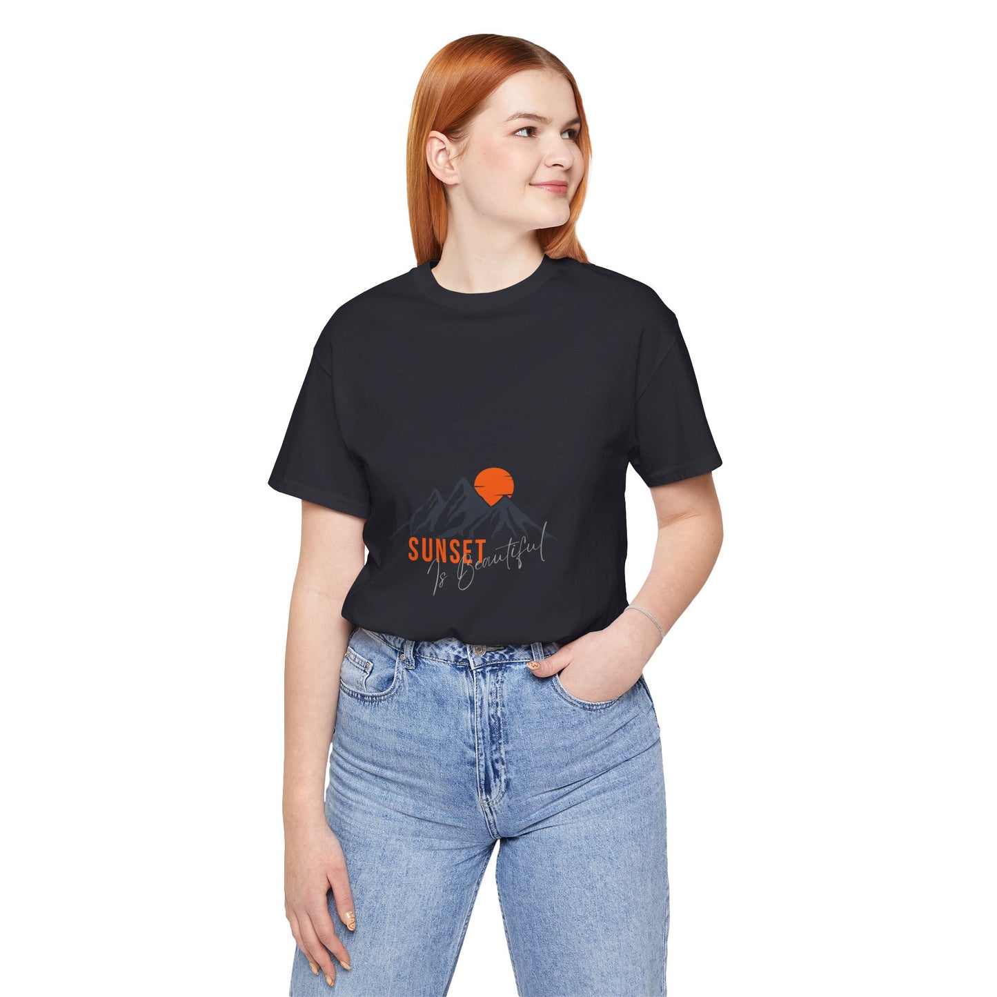 Sunset Mountain Tee, Unisex Casual Shirt, Nature Lover Gift, Adventure T-Shirt, Summer Outfit, Outdoor Apparel