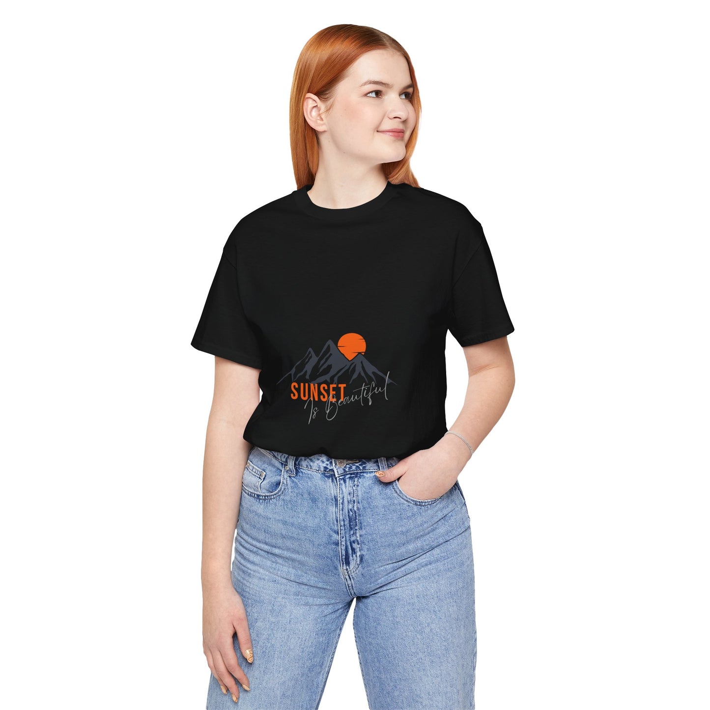 Sunset Mountain Tee, Unisex Casual Shirt, Nature Lover Gift, Adventure T-Shirt, Summer Outfit, Outdoor Apparel