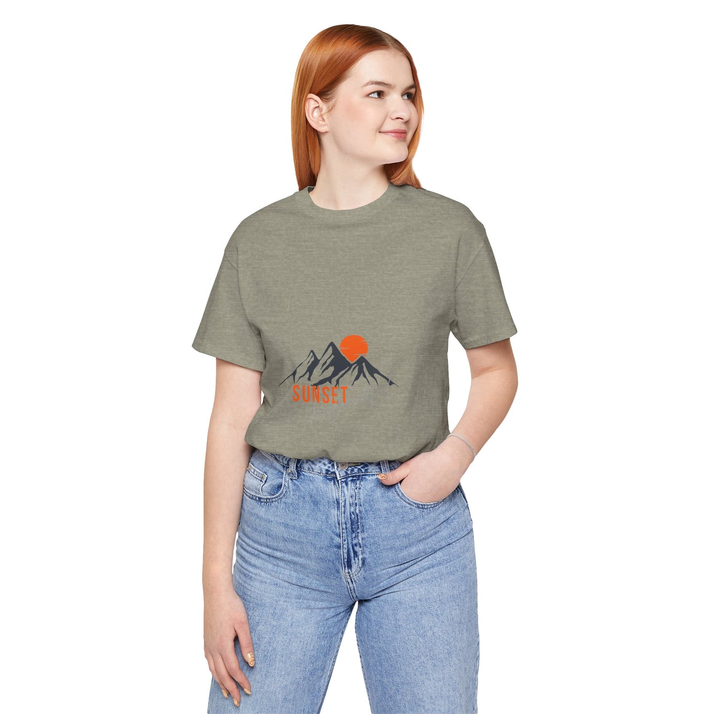Sunset Mountain Tee, Unisex Casual Shirt, Nature Lover Gift, Adventure T-Shirt, Summer Outfit, Outdoor Apparel