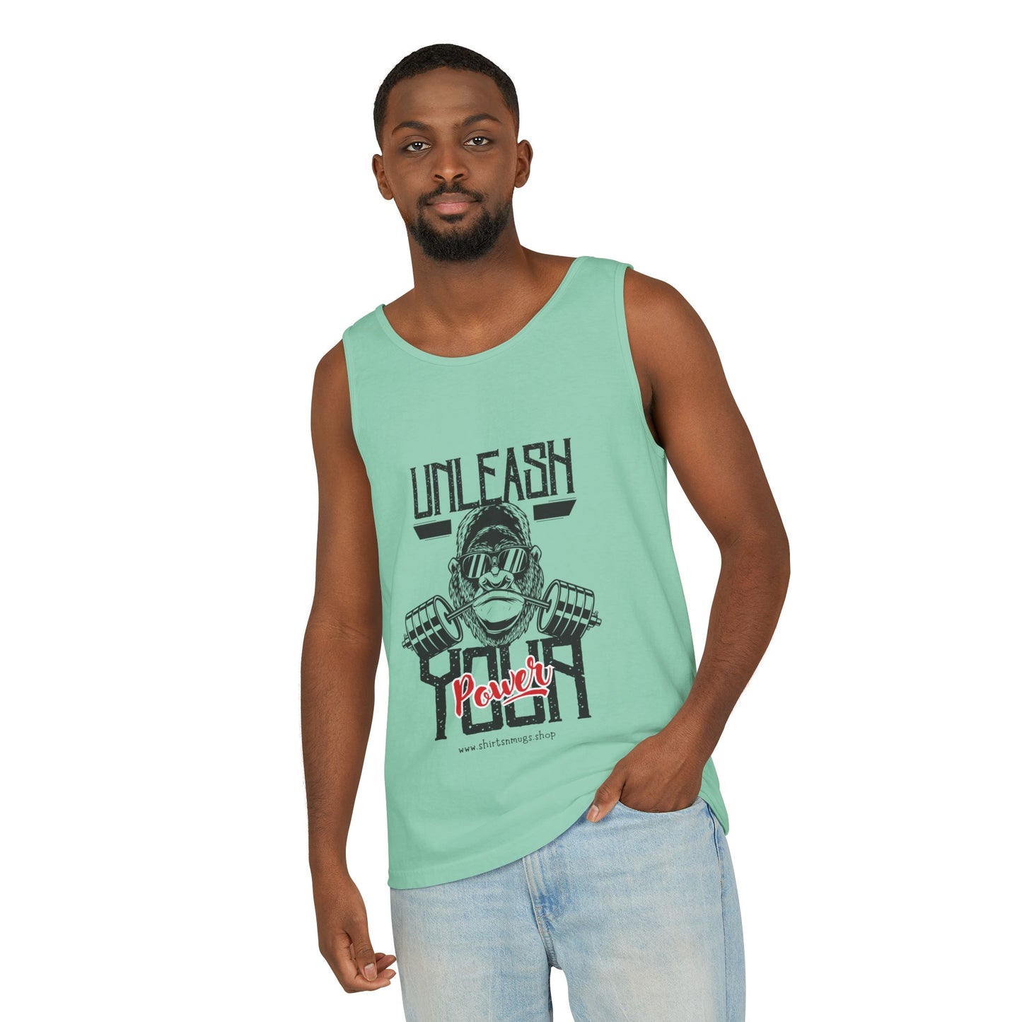 Unisex Garment-Dyed Tank Top - Unleash Your Power Fitness Wear, Workout Tank, Gym Apparel, Casual Summer Top, Motivational Shirt