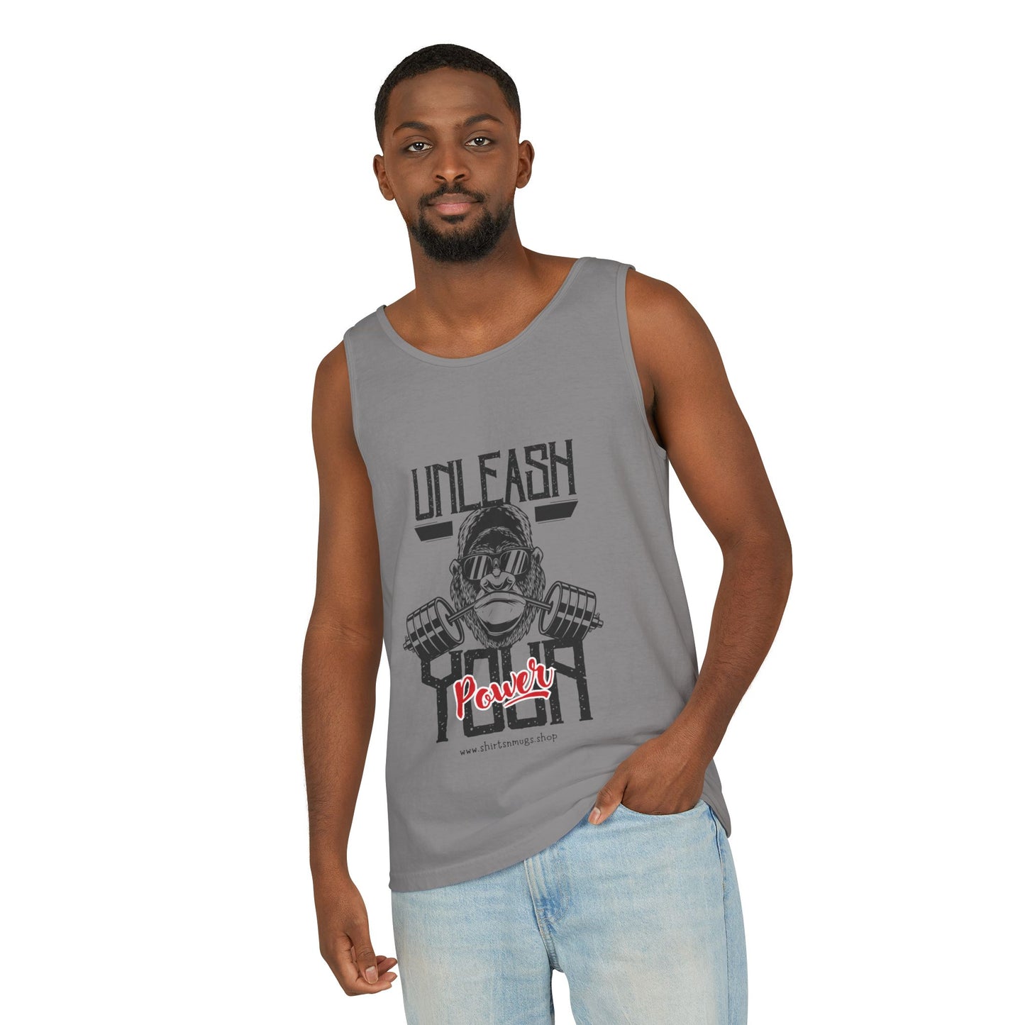 Unisex Garment-Dyed Tank Top - Unleash Your Power Fitness Wear, Workout Tank, Gym Apparel, Casual Summer Top, Motivational Shirt