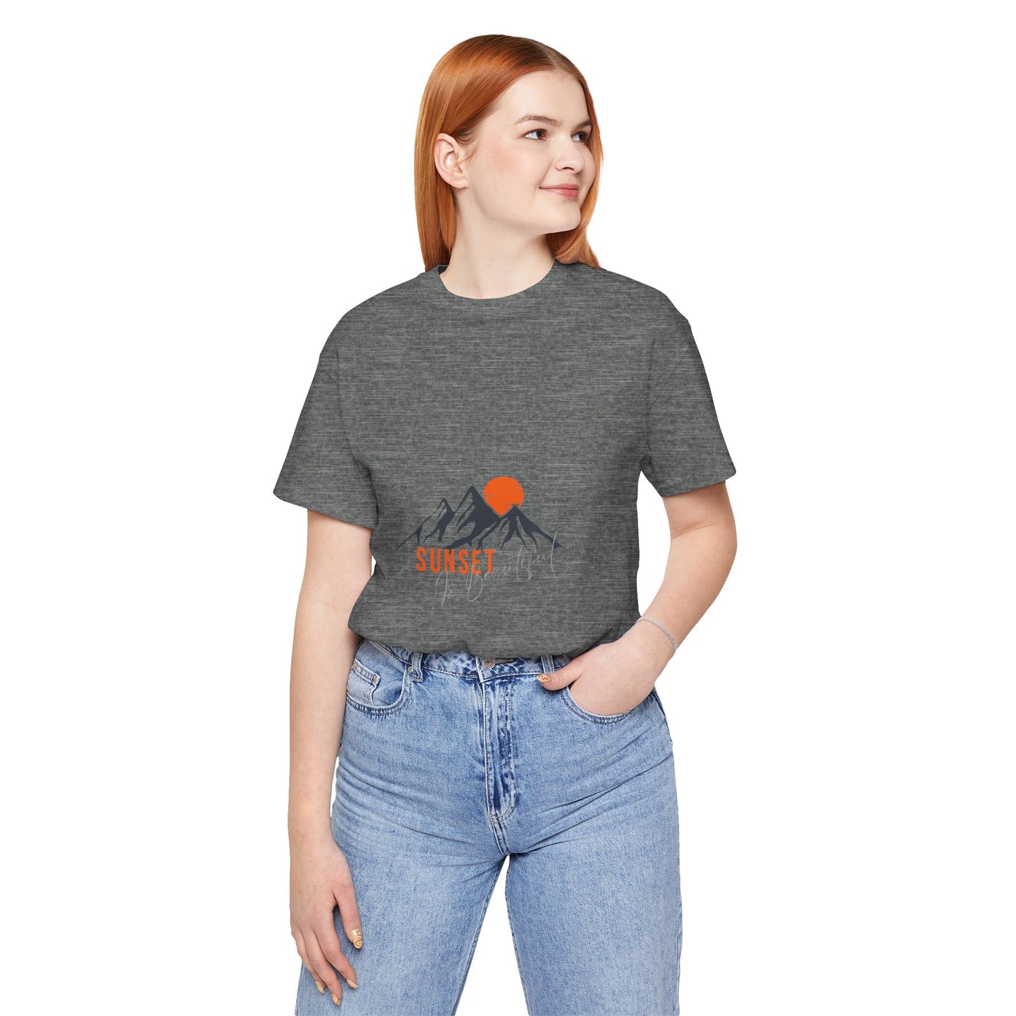 Sunset Mountain Tee, Unisex Casual Shirt, Nature Lover Gift, Adventure T-Shirt, Summer Outfit, Outdoor Apparel