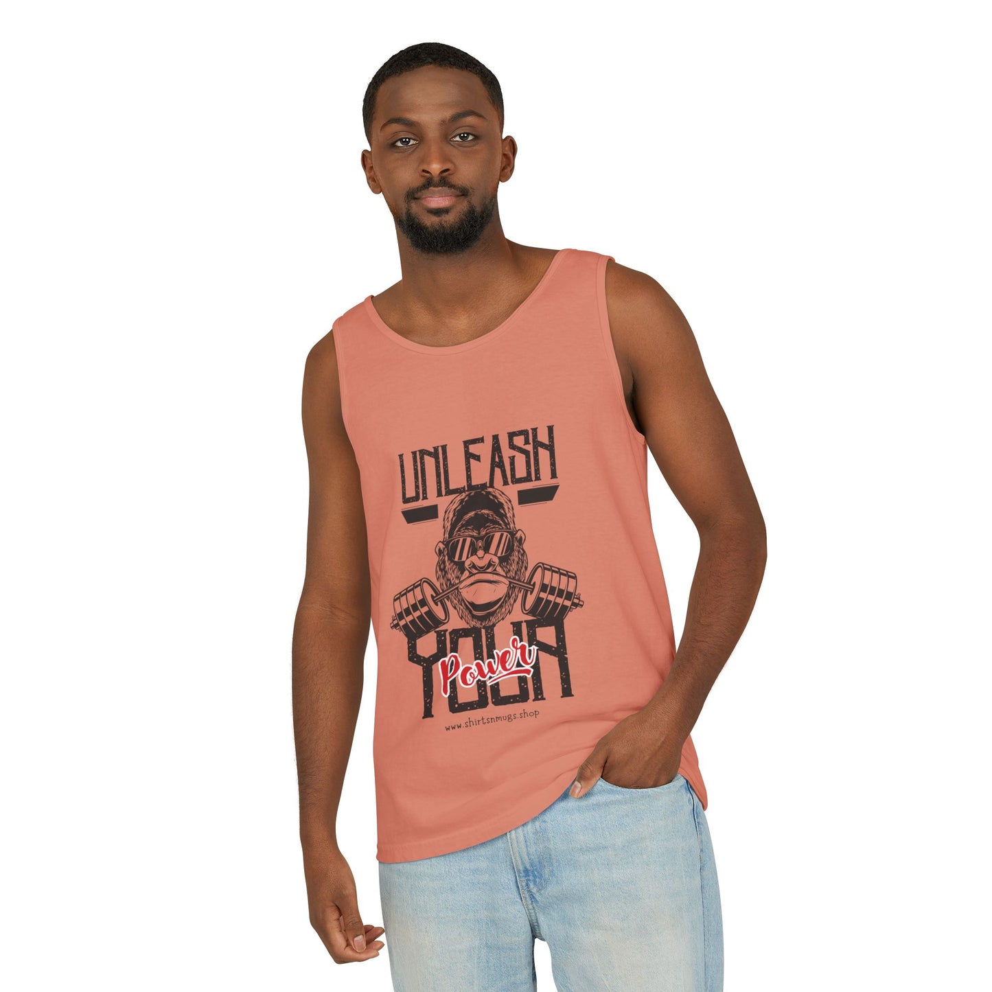 Unisex Garment-Dyed Tank Top - Unleash Your Power Fitness Wear, Workout Tank, Gym Apparel, Casual Summer Top, Motivational Shirt