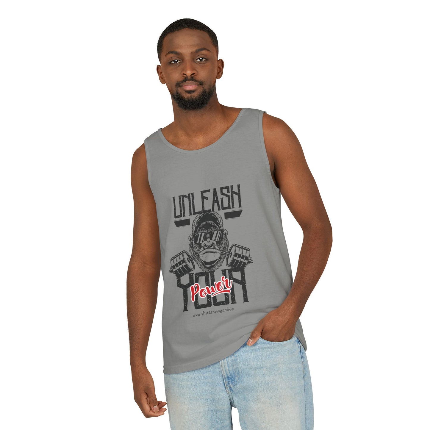 Unisex Garment-Dyed Tank Top - Unleash Your Power Fitness Wear, Workout Tank, Gym Apparel, Casual Summer Top, Motivational Shirt