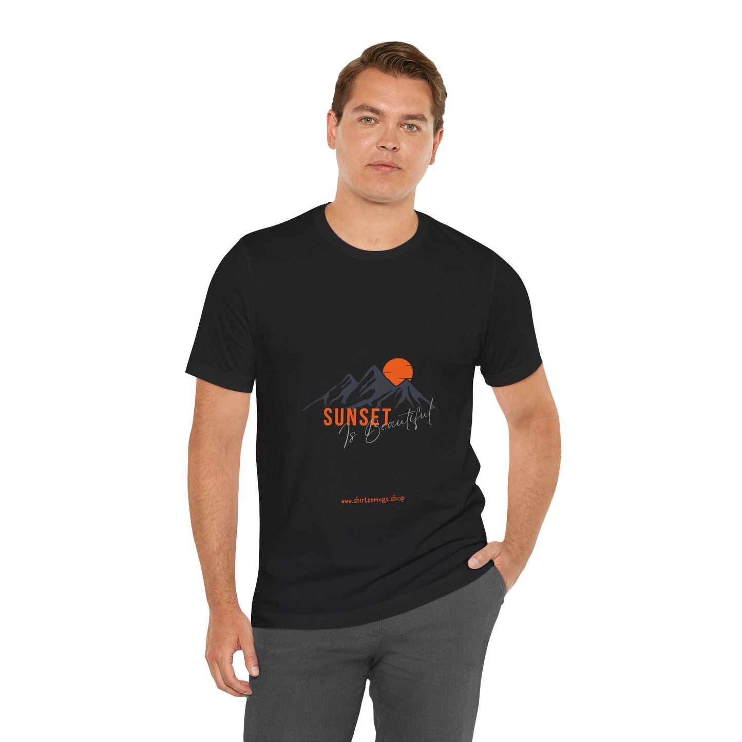 Sunset Mountain Tee, Unisex Casual Shirt, Nature Lover Gift, Adventure T-Shirt, Summer Outfit, Outdoor Apparel
