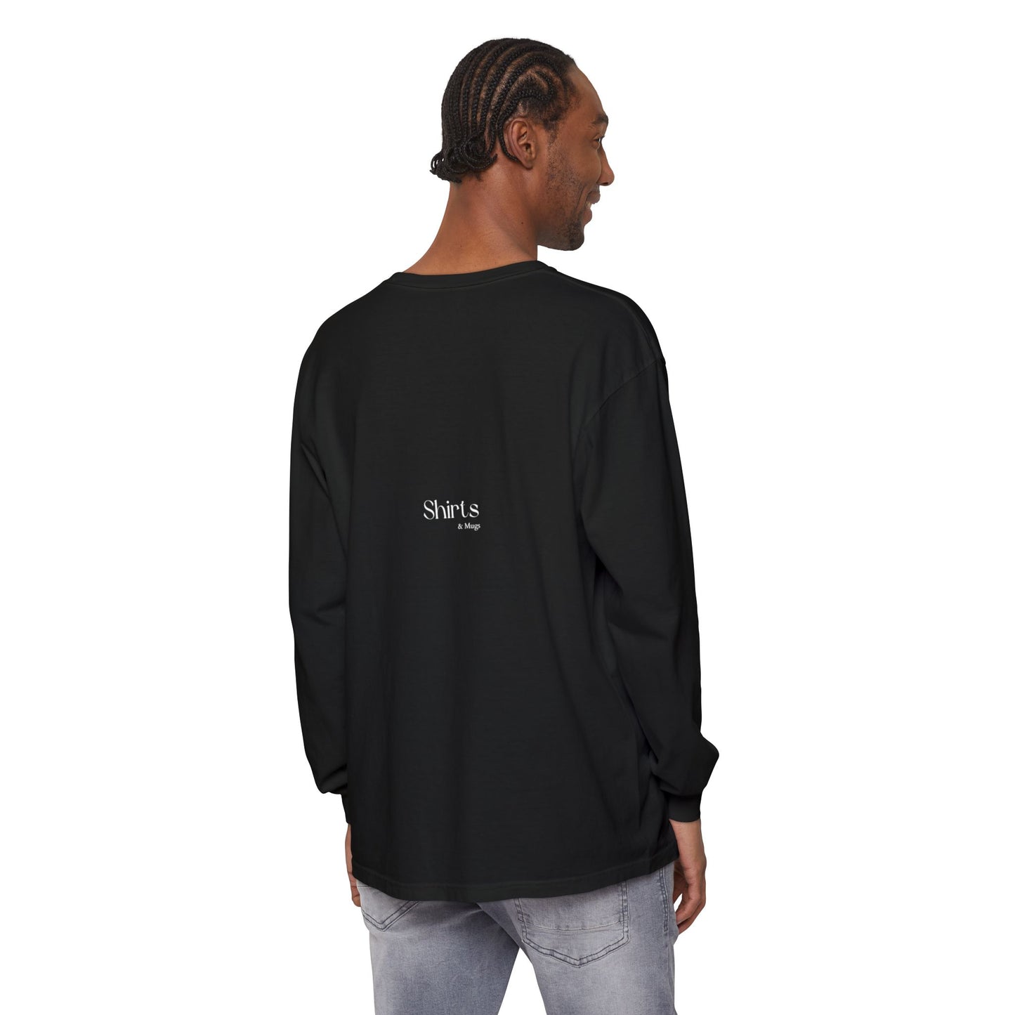 Peaceful Power Long Sleeve Tee, Men's Comfort Casual Wear, Mindfulness Gift, Positive Message Shirt, Everyday Wear