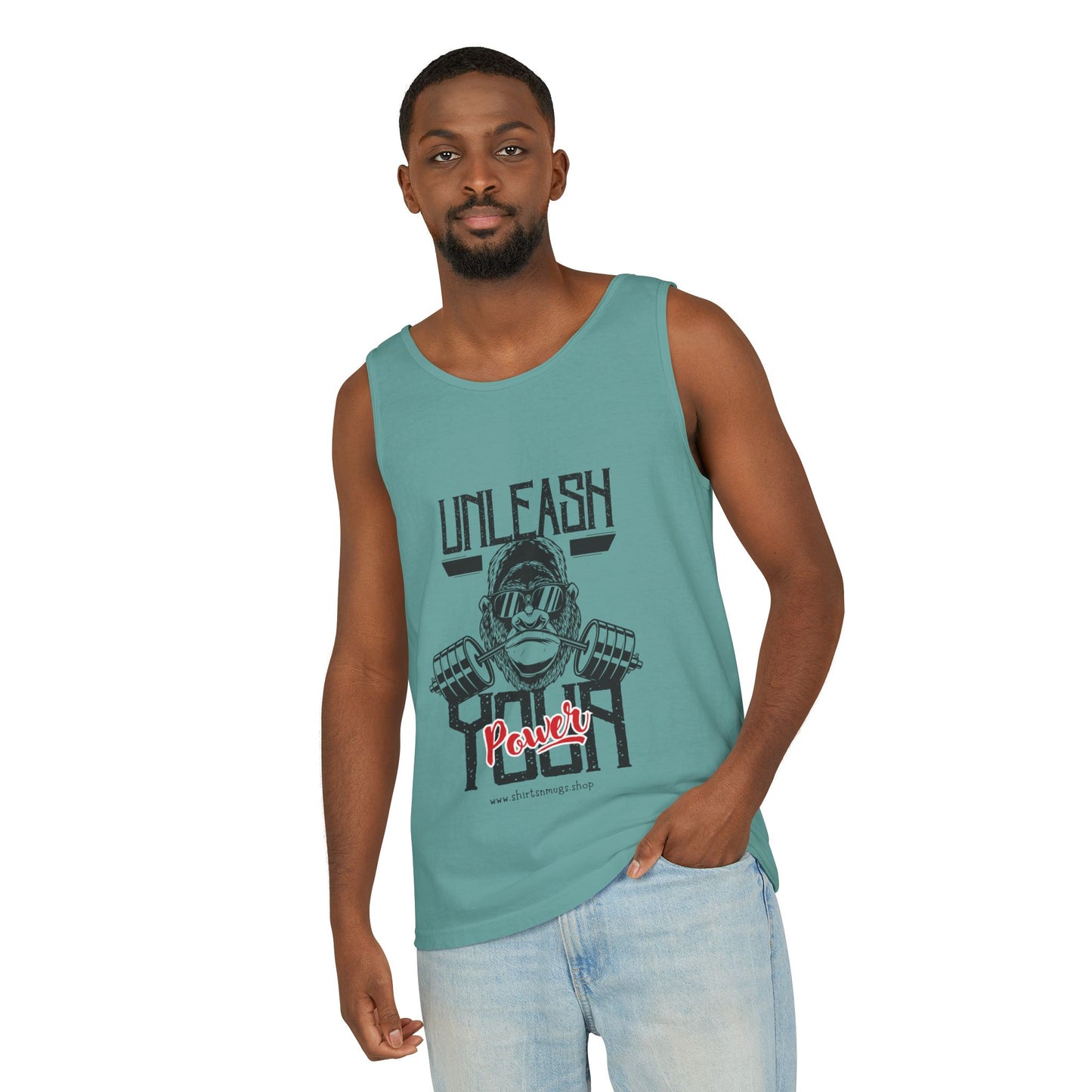 Unisex Garment-Dyed Tank Top - Unleash Your Power Fitness Wear, Workout Tank, Gym Apparel, Casual Summer Top, Motivational Shirt