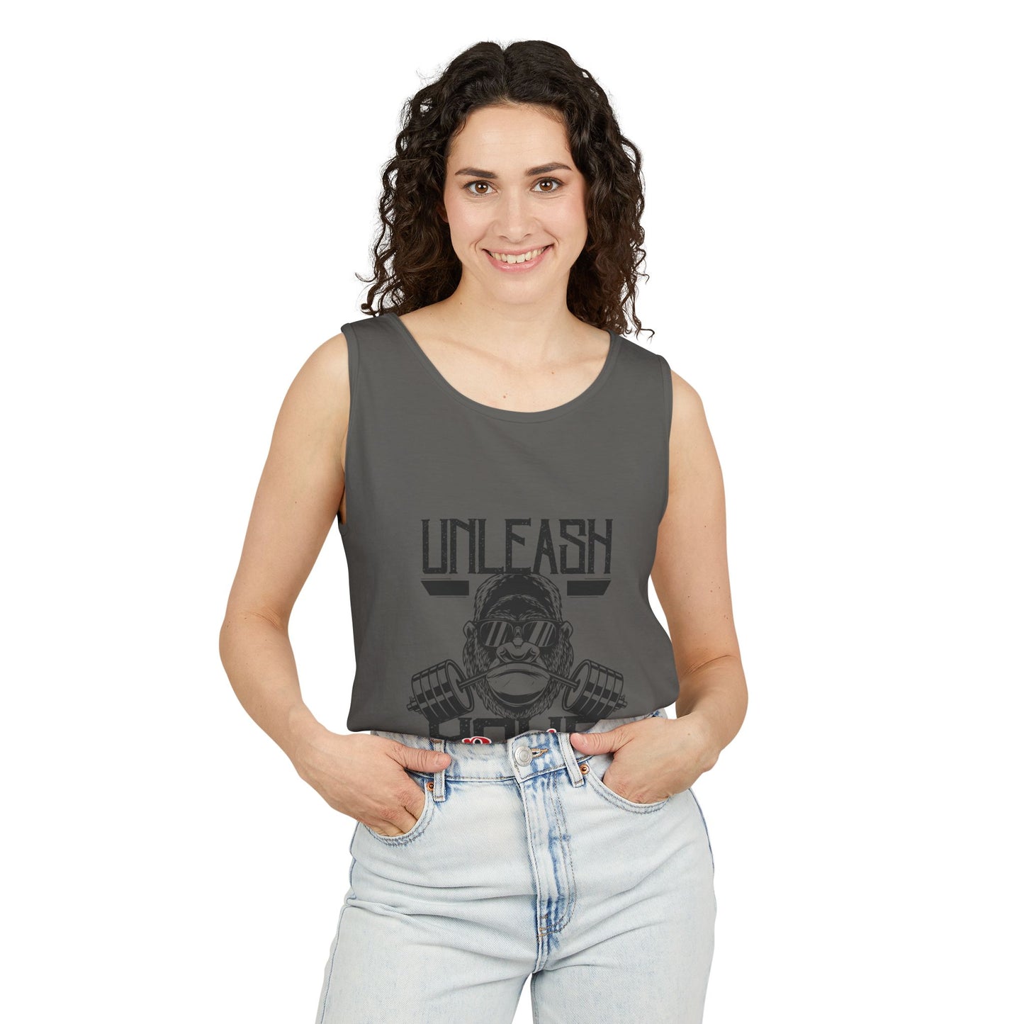 Unisex Garment-Dyed Tank Top - Unleash Your Power Fitness Wear, Workout Tank, Gym Apparel, Casual Summer Top, Motivational Shirt
