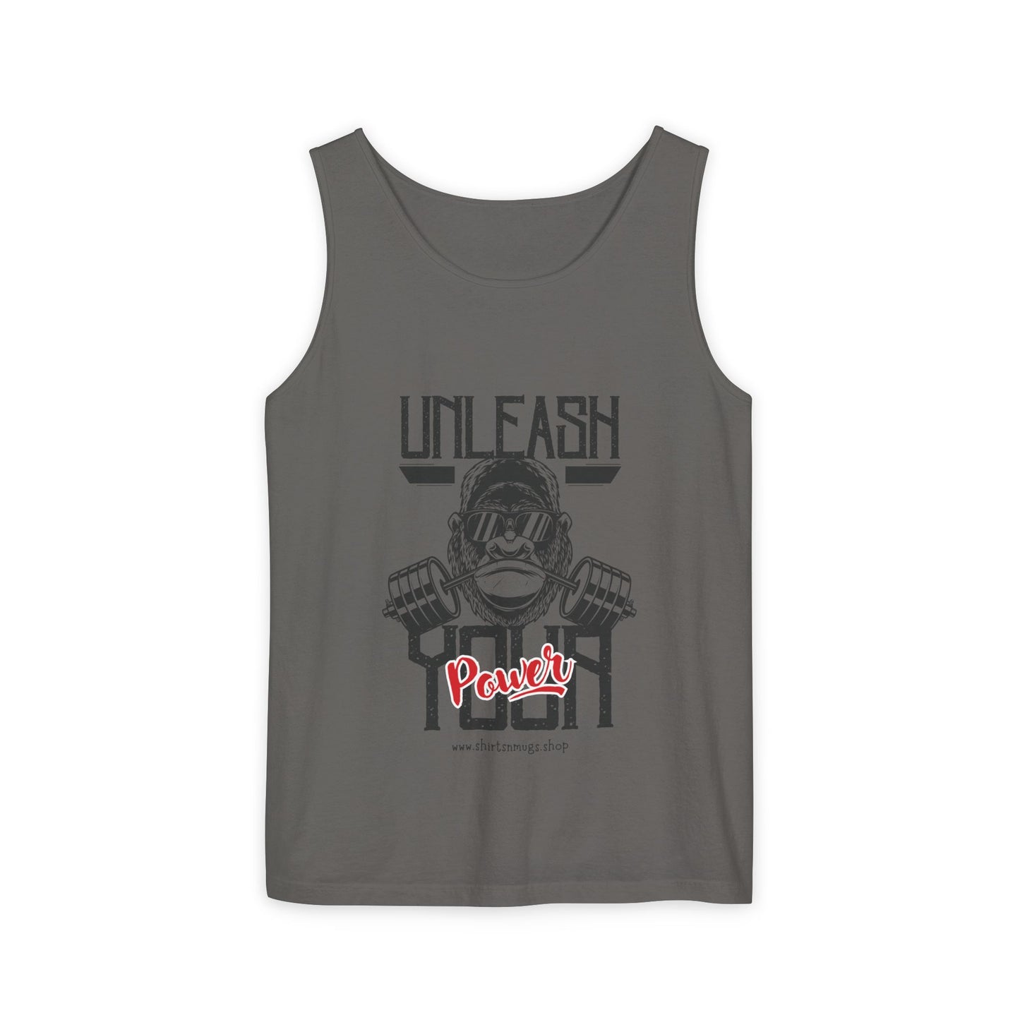 Unisex Garment-Dyed Tank Top - Unleash Your Power Fitness Wear, Workout Tank, Gym Apparel, Casual Summer Top, Motivational Shirt