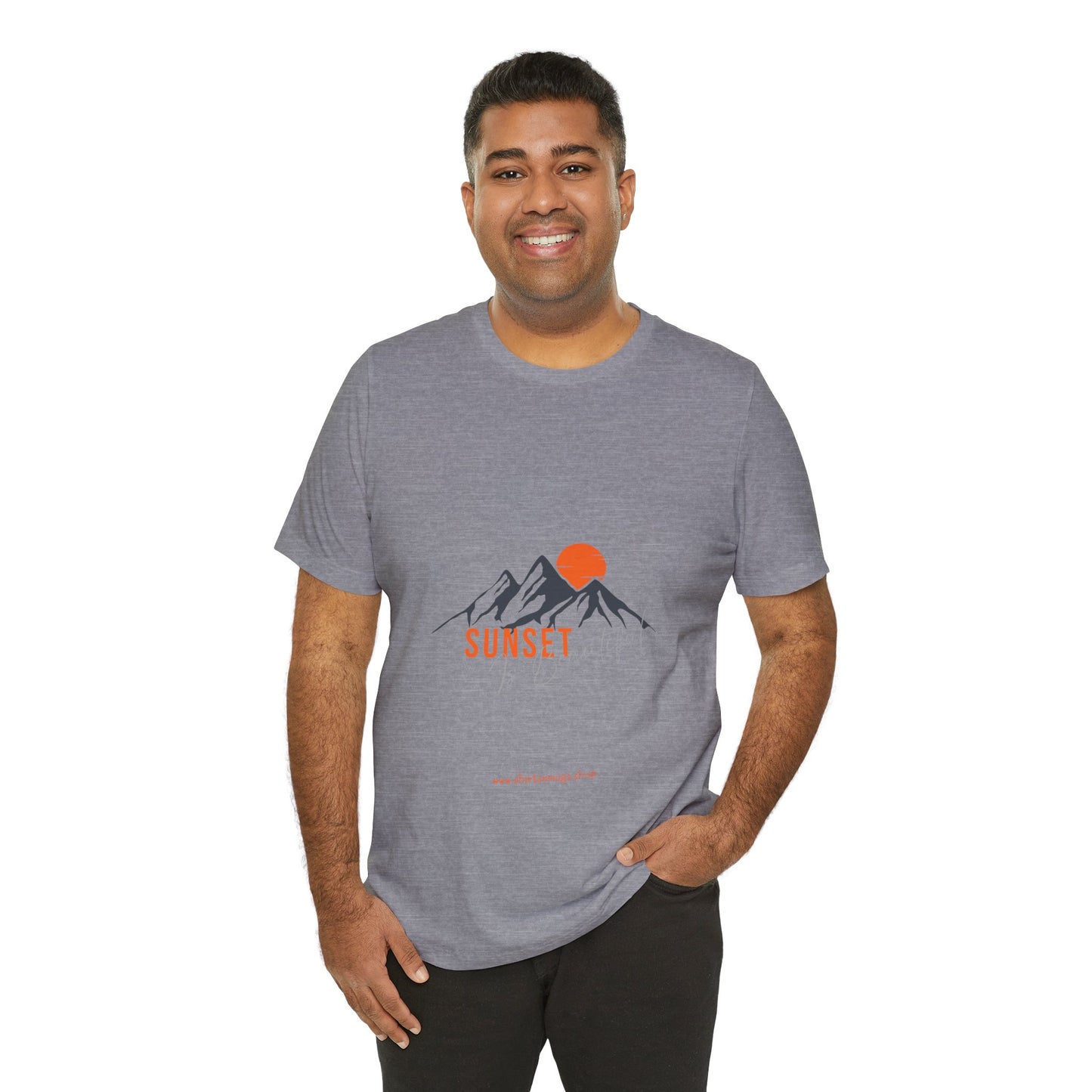 Sunset Mountain Tee, Unisex Casual Shirt, Nature Lover Gift, Adventure T-Shirt, Summer Outfit, Outdoor Apparel