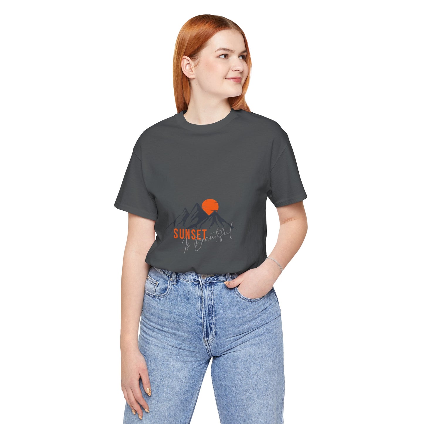 Sunset Mountain Tee, Unisex Casual Shirt, Nature Lover Gift, Adventure T-Shirt, Summer Outfit, Outdoor Apparel