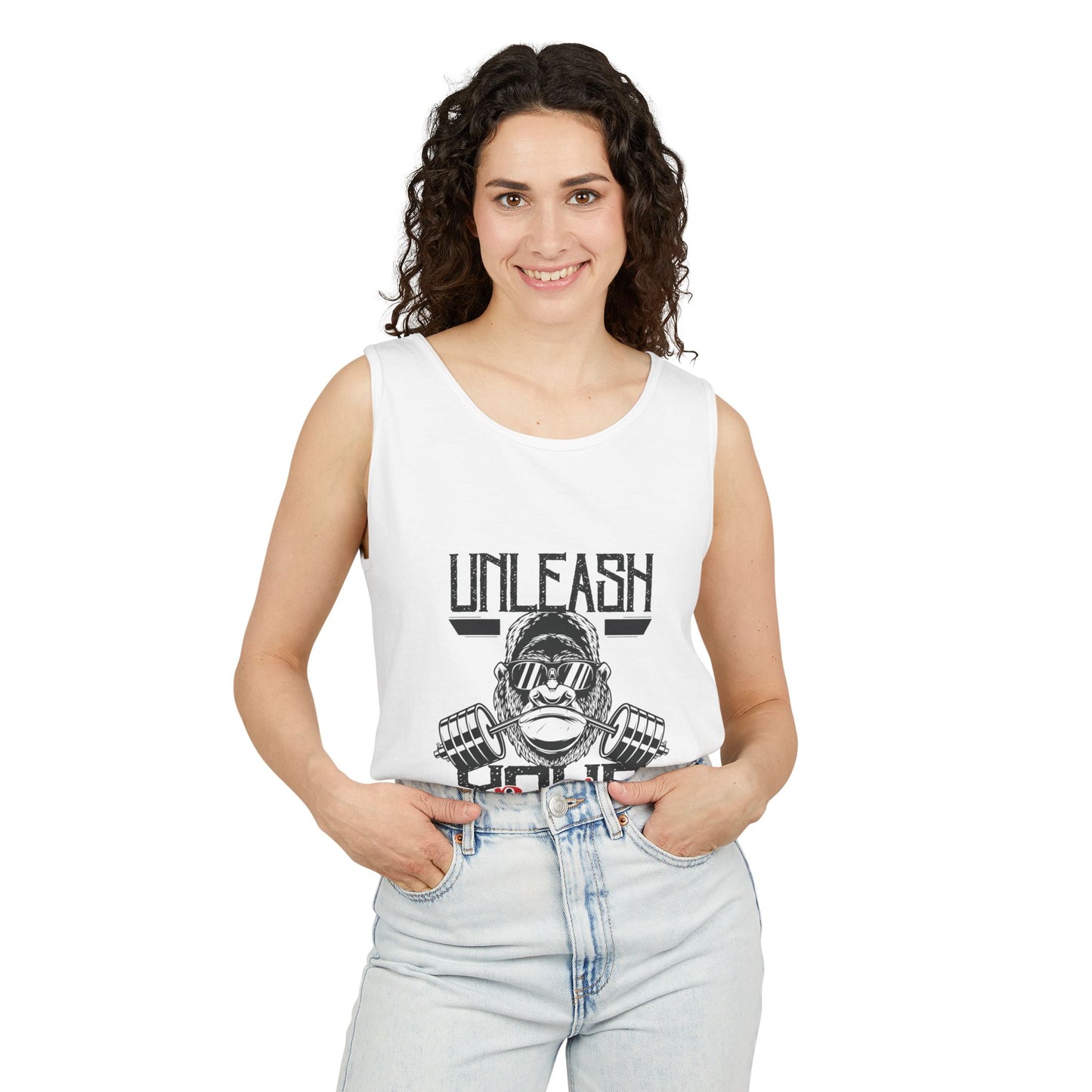 Unisex Garment-Dyed Tank Top - Unleash Your Power Fitness Wear, Workout Tank, Gym Apparel, Casual Summer Top, Motivational Shirt