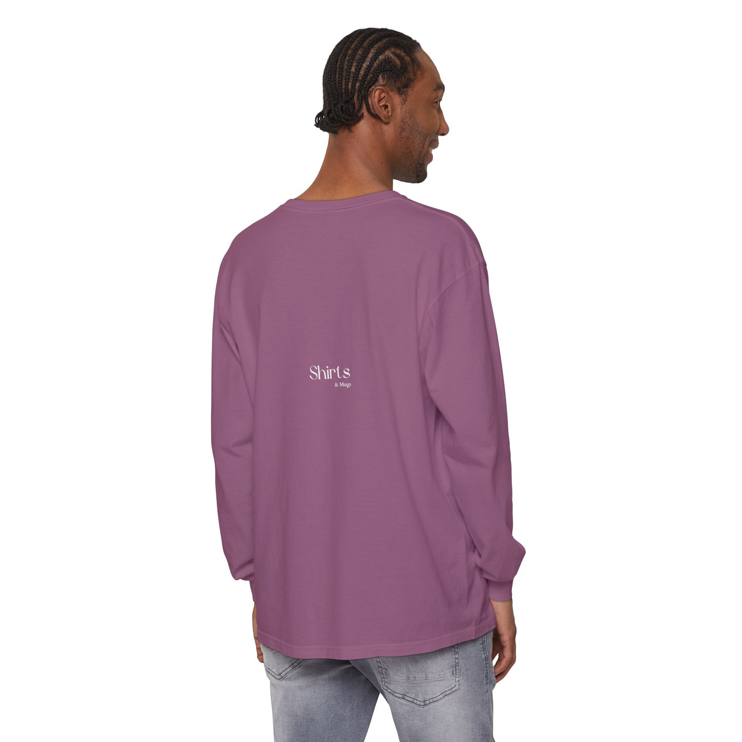 Peaceful Power Long Sleeve Tee, Men's Comfort Casual Wear, Mindfulness Gift, Positive Message Shirt, Everyday Wear