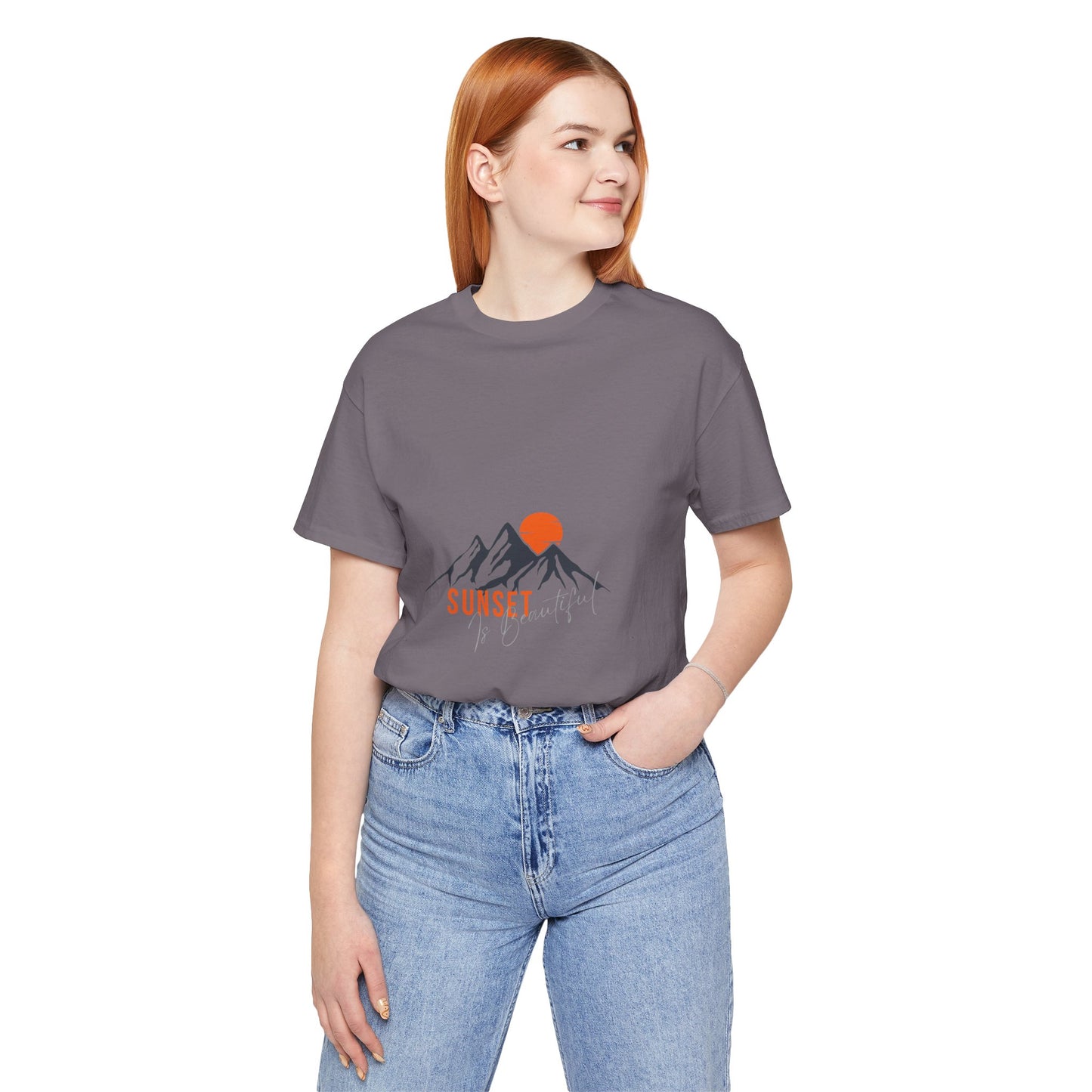 Sunset Mountain Tee, Unisex Casual Shirt, Nature Lover Gift, Adventure T-Shirt, Summer Outfit, Outdoor Apparel
