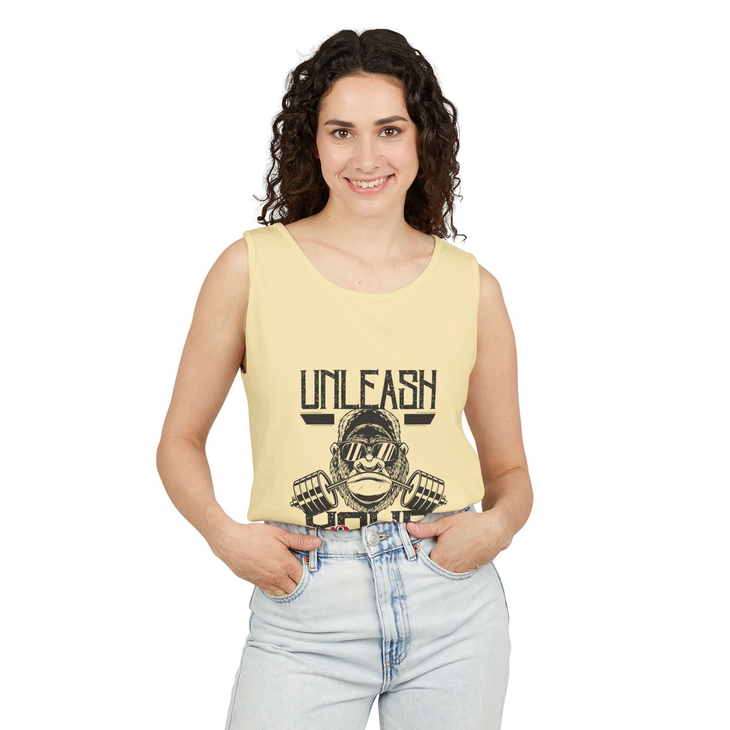 Unisex Garment-Dyed Tank Top - Unleash Your Power Fitness Wear, Workout Tank, Gym Apparel, Casual Summer Top, Motivational Shirt