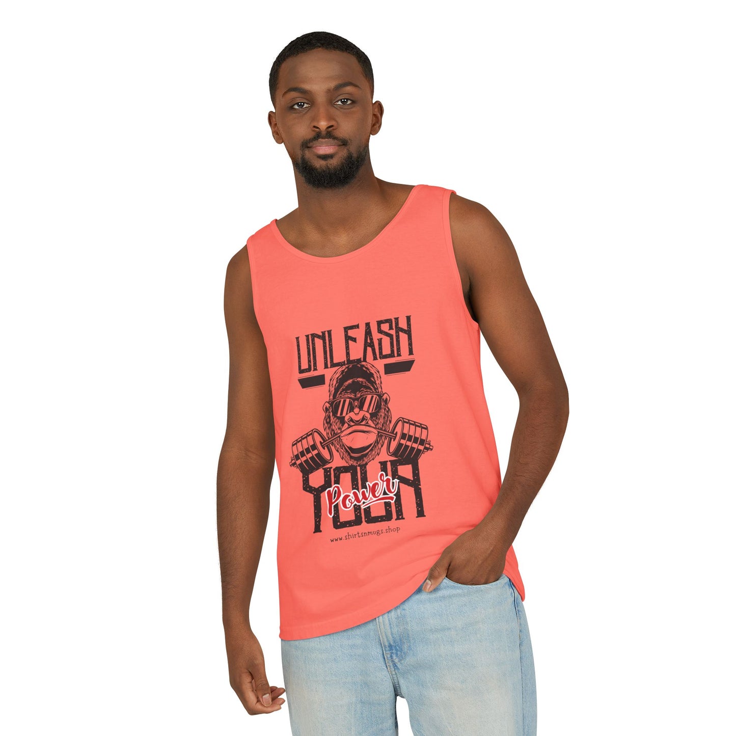 Unisex Garment-Dyed Tank Top - Unleash Your Power Fitness Wear, Workout Tank, Gym Apparel, Casual Summer Top, Motivational Shirt