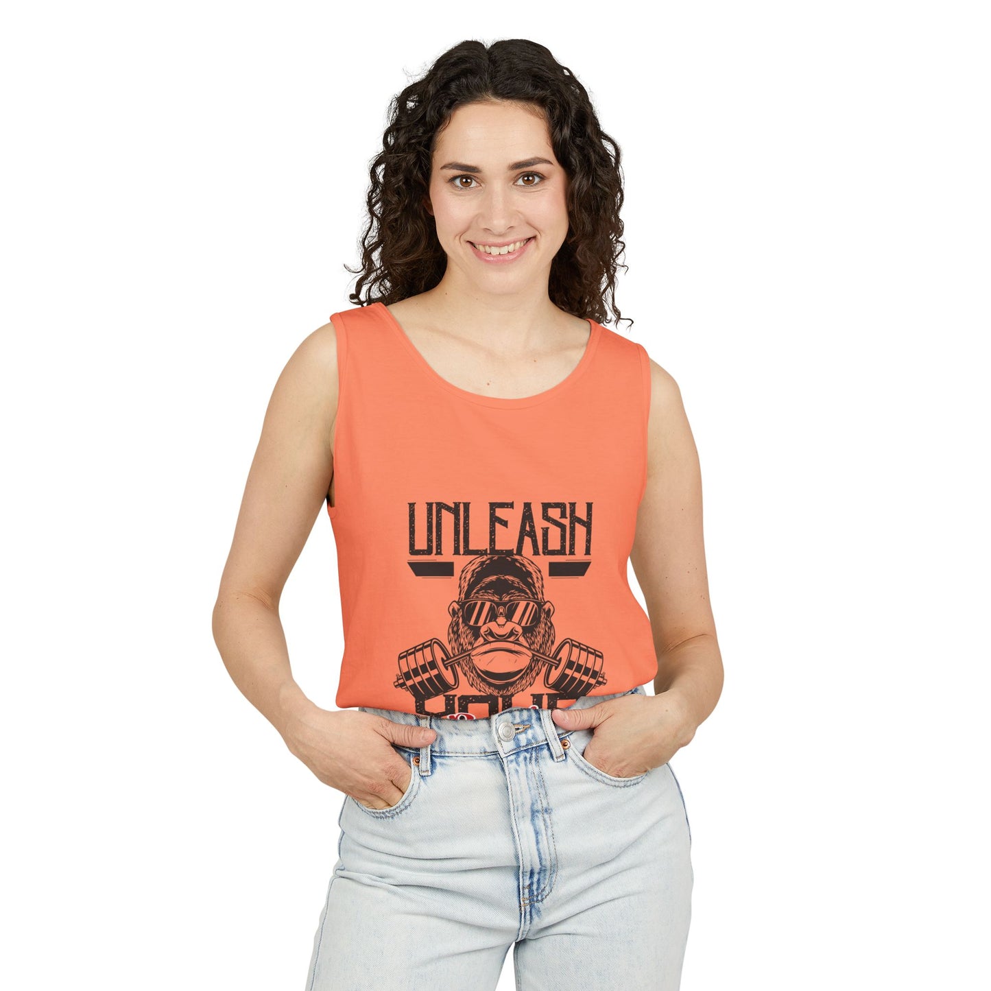 Unisex Garment-Dyed Tank Top - Unleash Your Power Fitness Wear, Workout Tank, Gym Apparel, Casual Summer Top, Motivational Shirt
