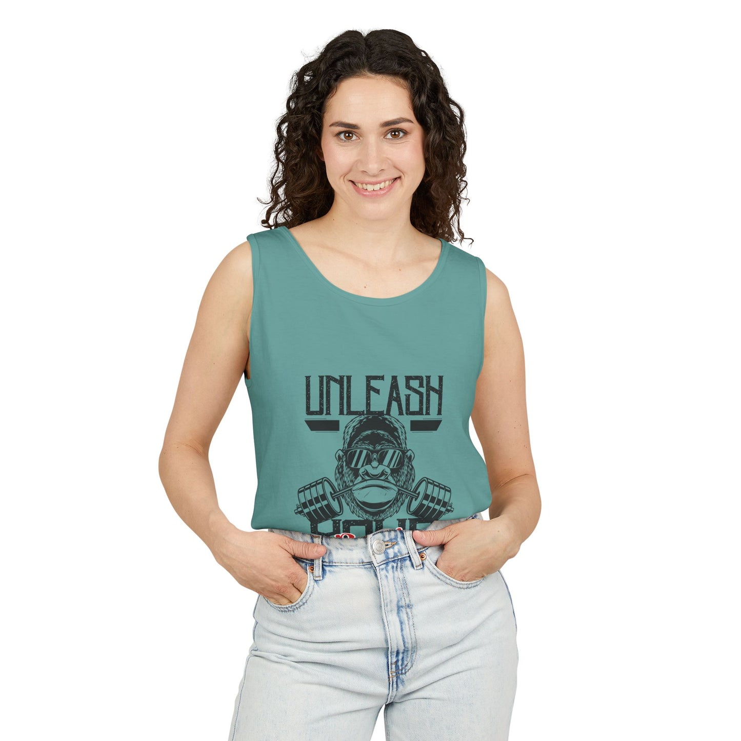 Unisex Garment-Dyed Tank Top - Unleash Your Power Fitness Wear, Workout Tank, Gym Apparel, Casual Summer Top, Motivational Shirt