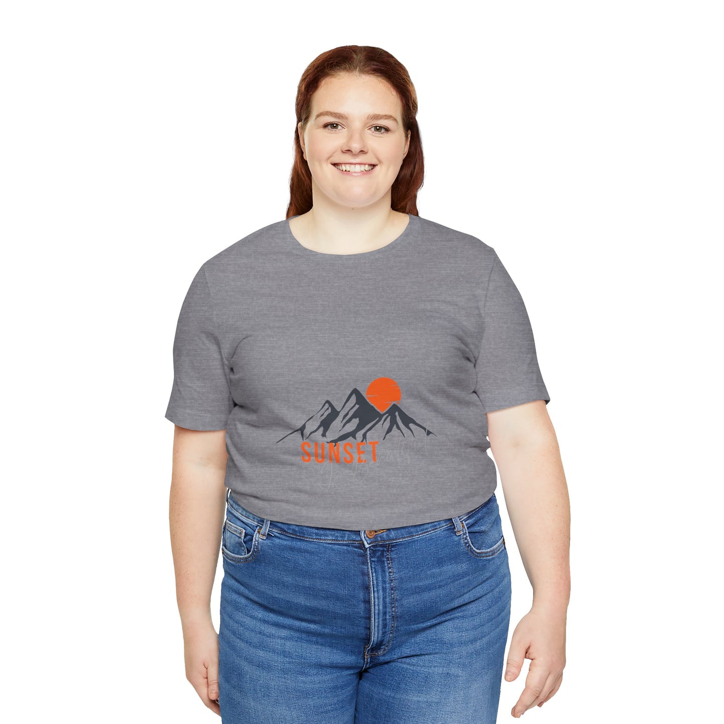 Sunset Mountain Tee, Unisex Casual Shirt, Nature Lover Gift, Adventure T-Shirt, Summer Outfit, Outdoor Apparel