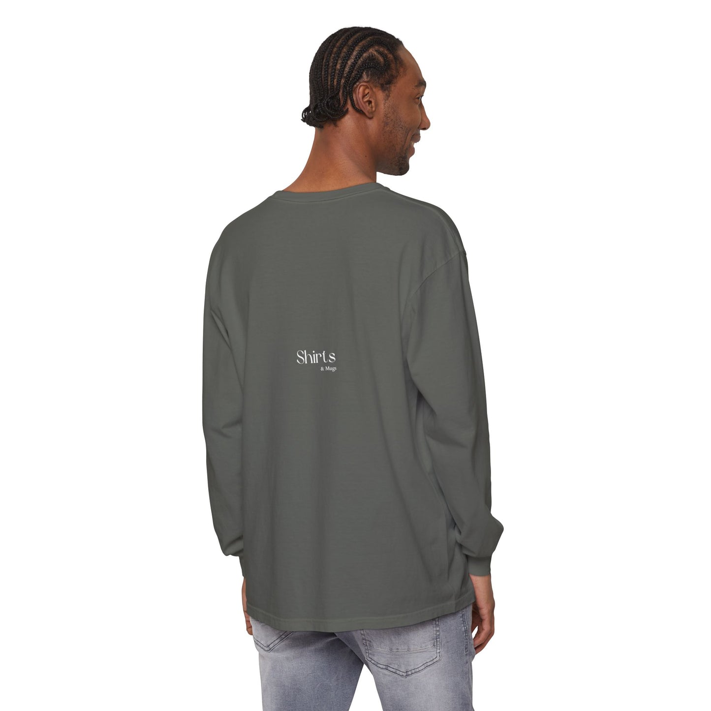 Peaceful Power Long Sleeve Tee, Men's Comfort Casual Wear, Mindfulness Gift, Positive Message Shirt, Everyday Wear