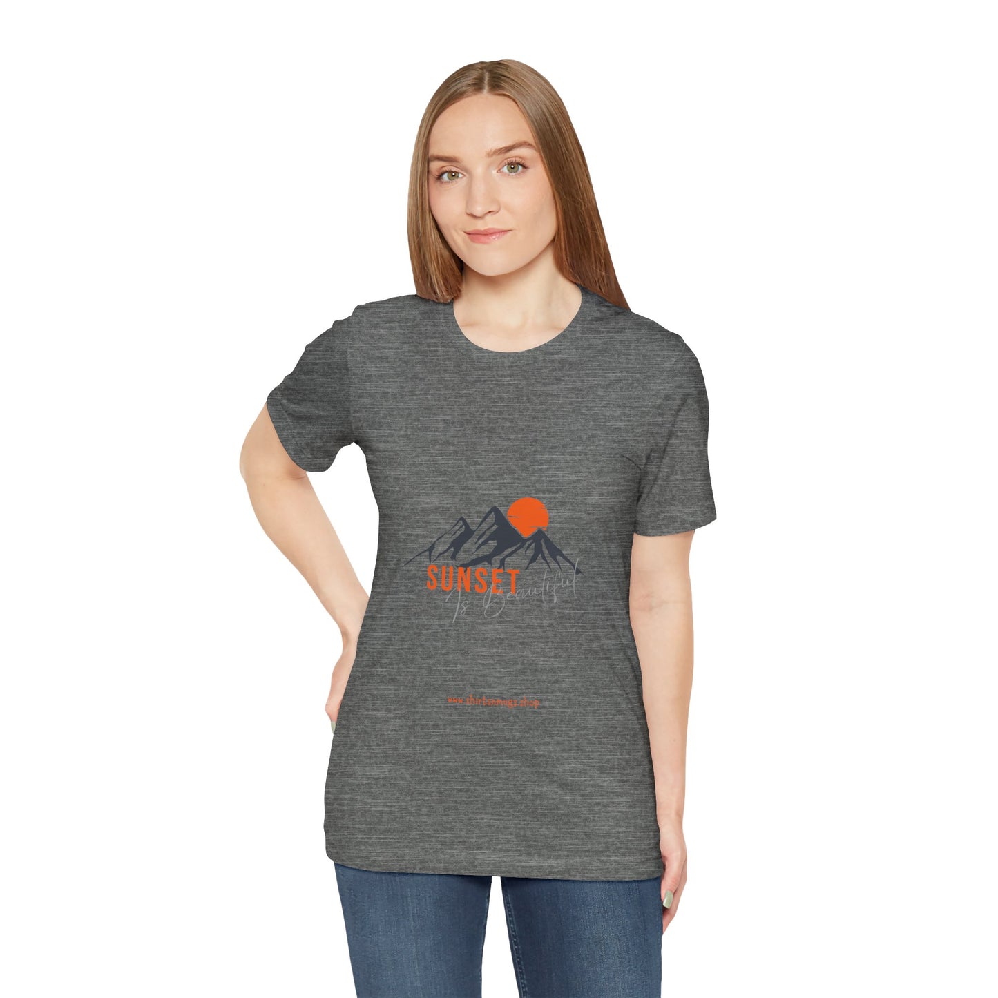 Sunset Mountain Tee, Unisex Casual Shirt, Nature Lover Gift, Adventure T-Shirt, Summer Outfit, Outdoor Apparel
