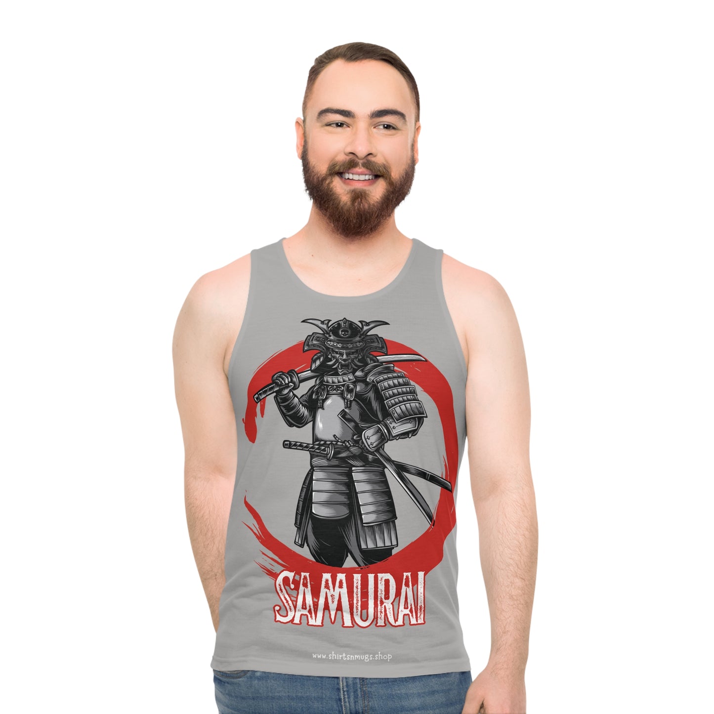 Samurai Unisex Tank Top - Anime Style Graphic Tee, Summer Fashion, Gift for Fans, Workout Apparel, Trendy Streetwear