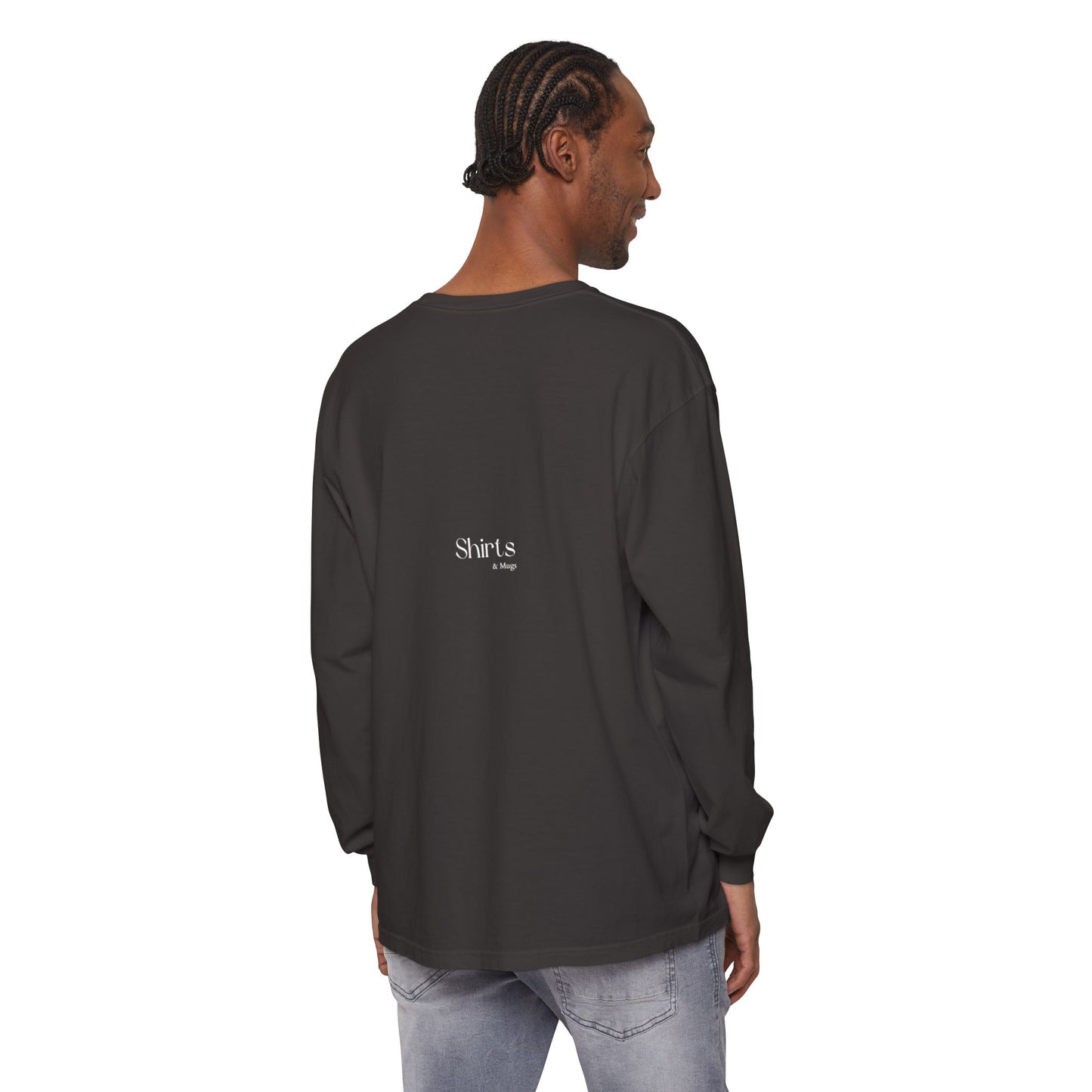 Peaceful Power Long Sleeve Tee, Men's Comfort Casual Wear, Mindfulness Gift, Positive Message Shirt, Everyday Wear