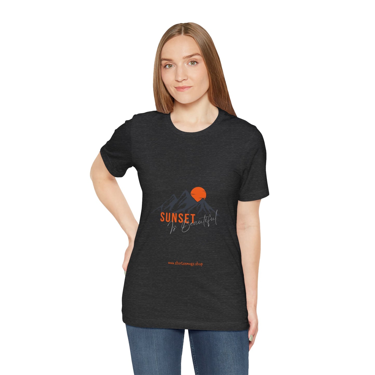 Sunset Mountain Tee, Unisex Casual Shirt, Nature Lover Gift, Adventure T-Shirt, Summer Outfit, Outdoor Apparel