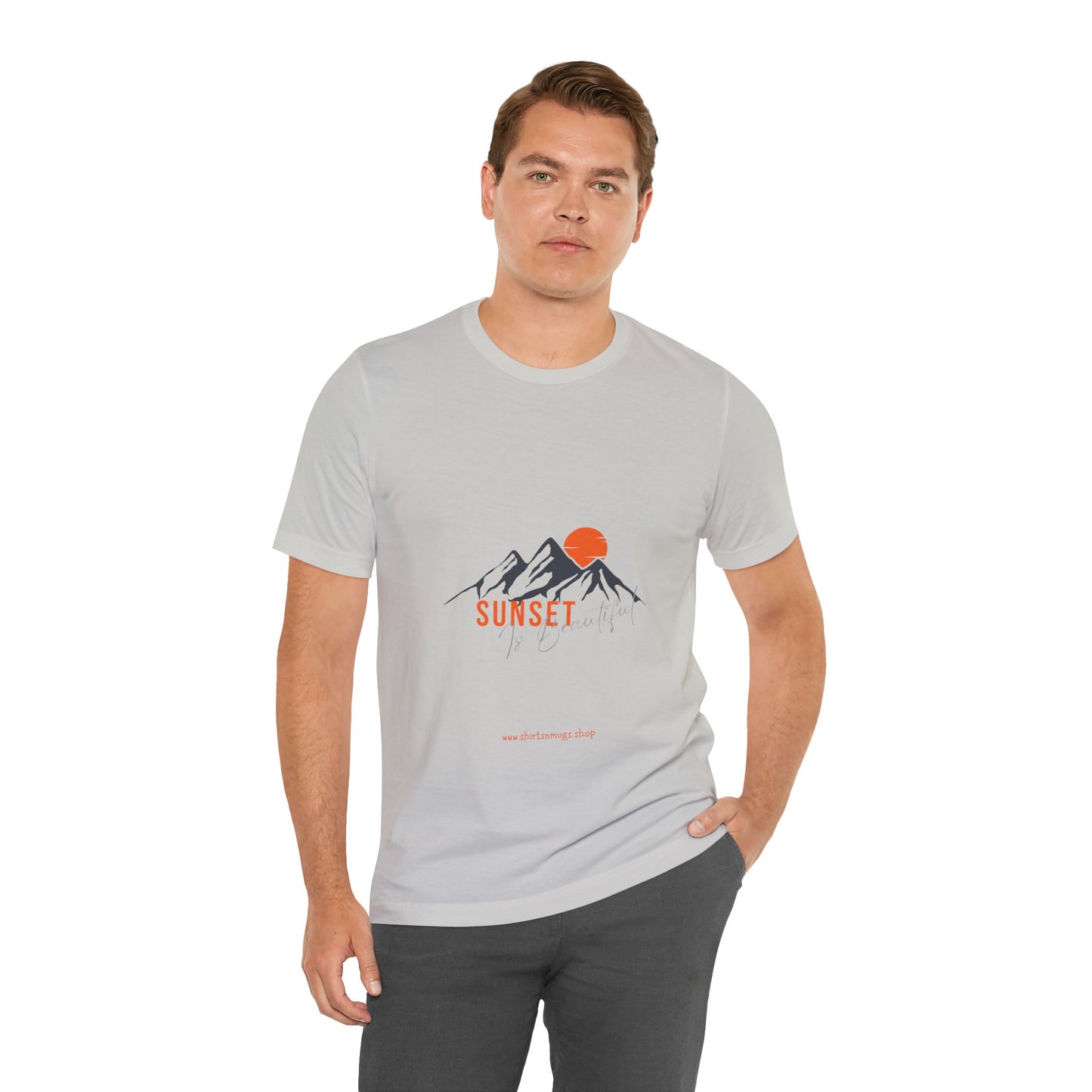 Sunset Mountain Tee, Unisex Casual Shirt, Nature Lover Gift, Adventure T-Shirt, Summer Outfit, Outdoor Apparel