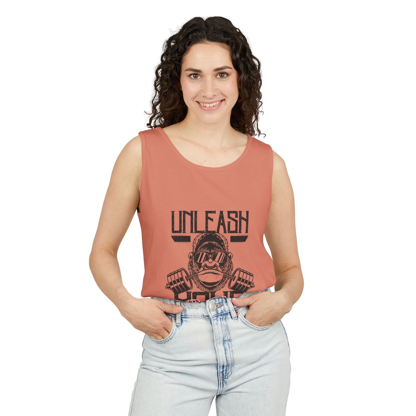 Unisex Garment-Dyed Tank Top - Unleash Your Power Fitness Wear, Workout Tank, Gym Apparel, Casual Summer Top, Motivational Shirt